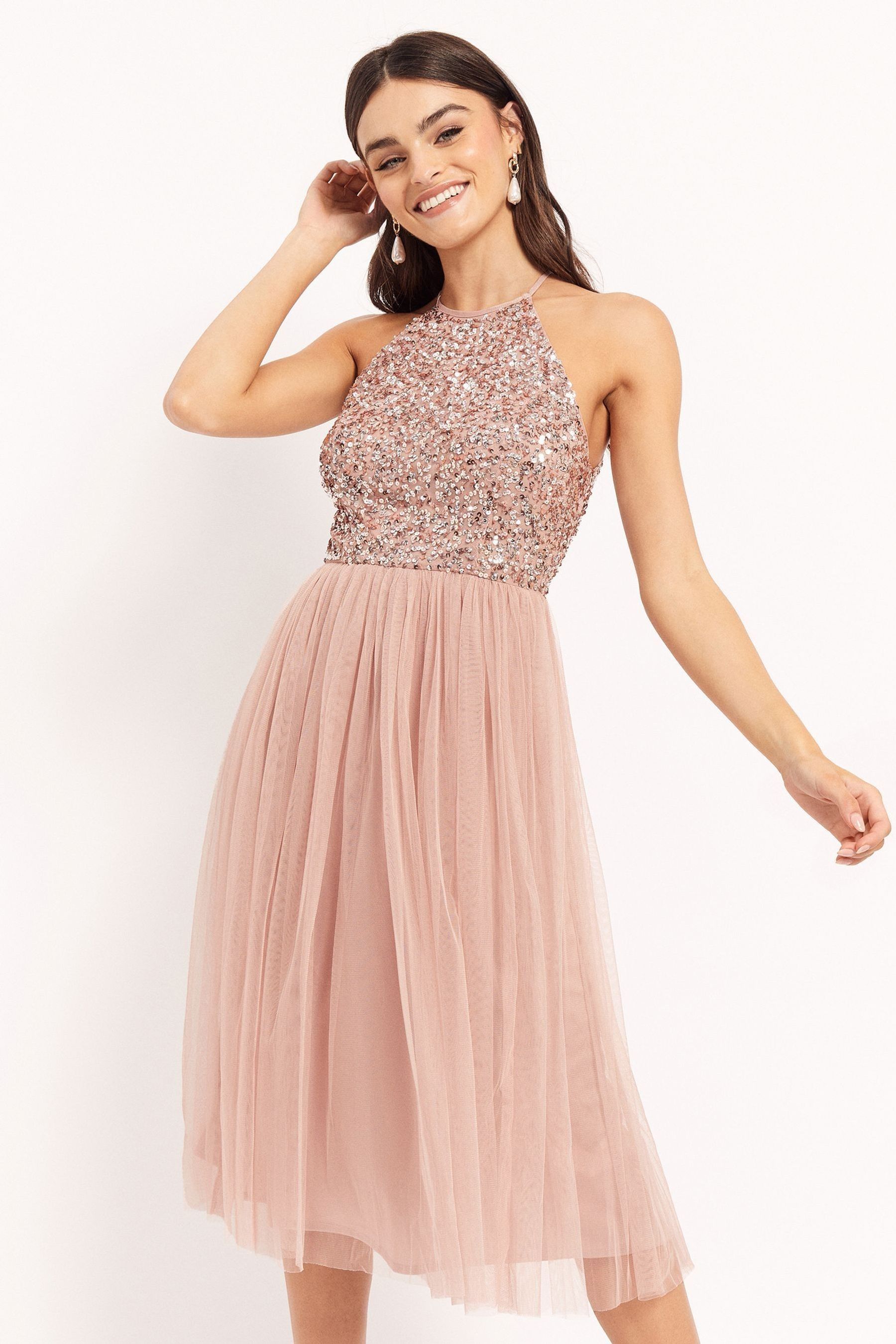 Buy Maya Pink Halter Neck Midi Dress from Next Luxembourg