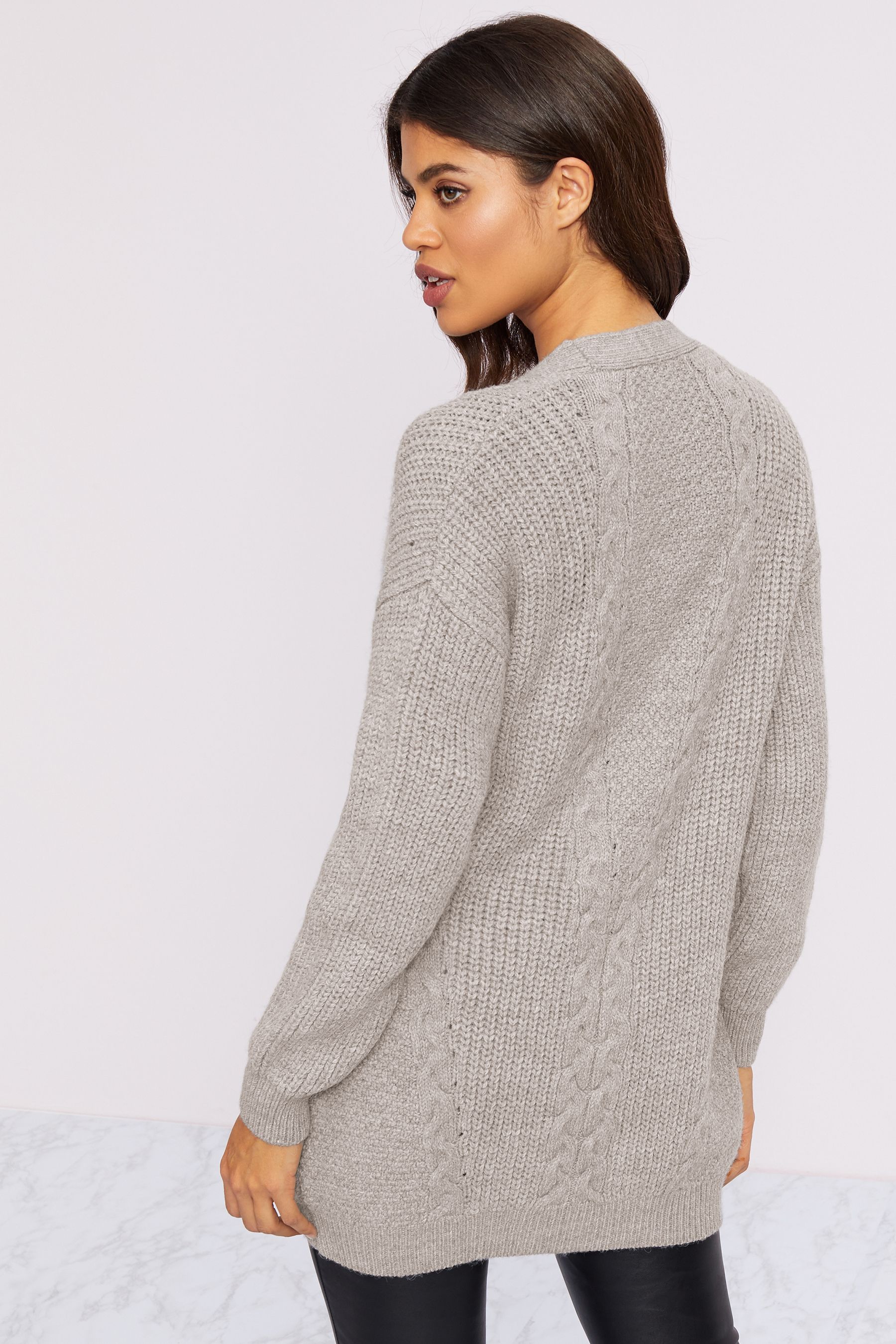 Buy Lipsy Grey Marl Mixed Cable Knit Cardigan from Next United Arab Emirates