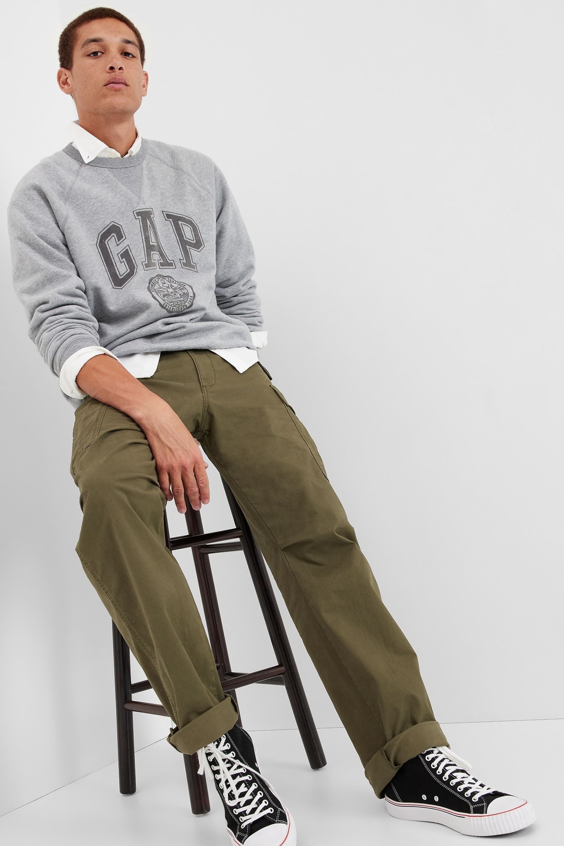Buy Gap Green Relaxed Utility Cargo Trousers from Next Luxembourg