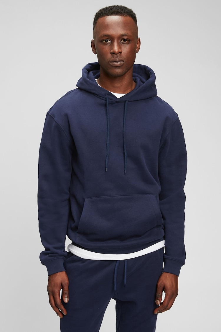 Gap Navy Blue Cotton Drawstring Overhead Hoodie - Image 1 of 4