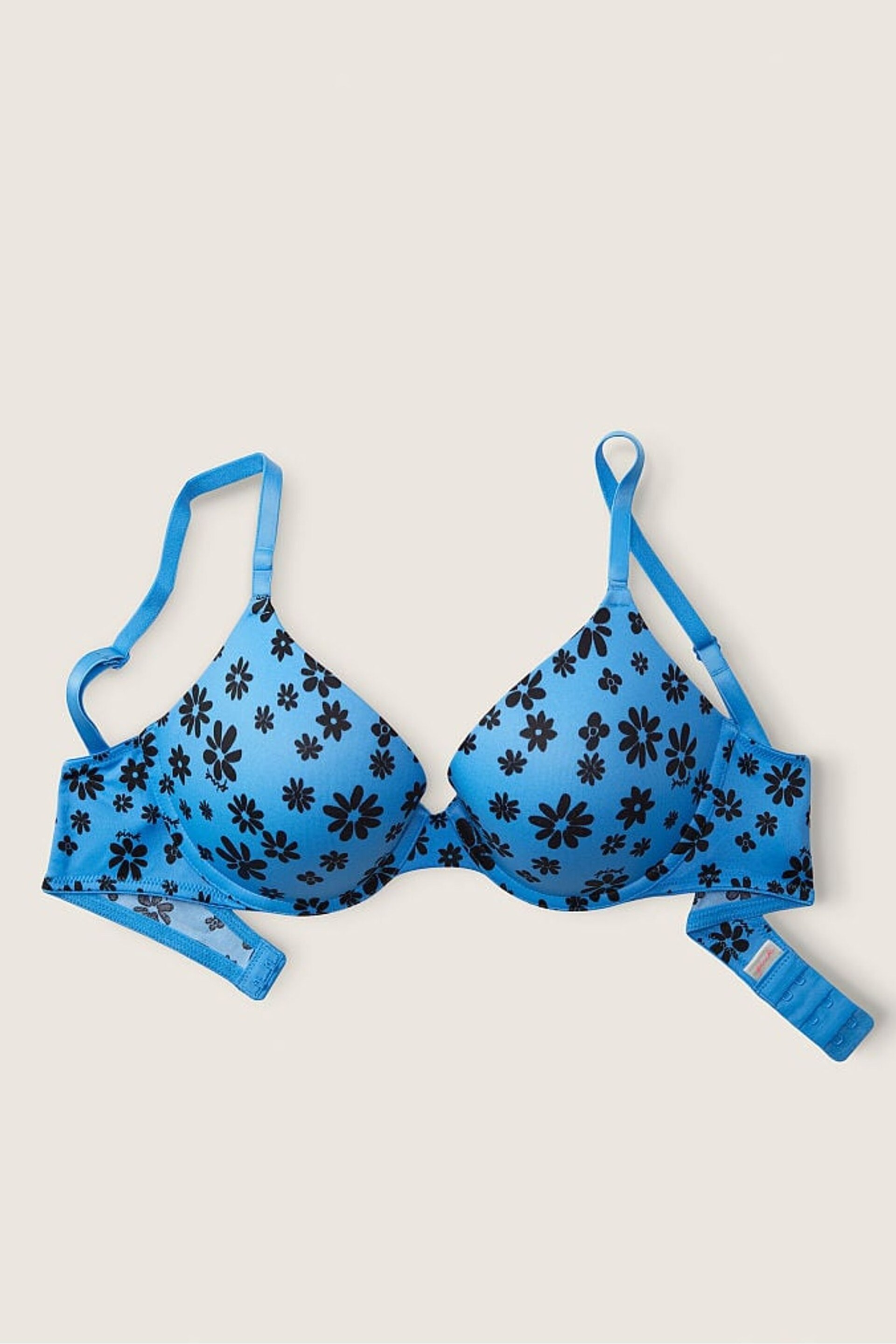 Victoria's Secret PINK Azure Sky Blue Daisy Smooth Push Up Bra - Image 5 of 5