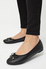 Lipsy Black Faux Leather Metal Bow School Ballet Pump - Image 1 of 4