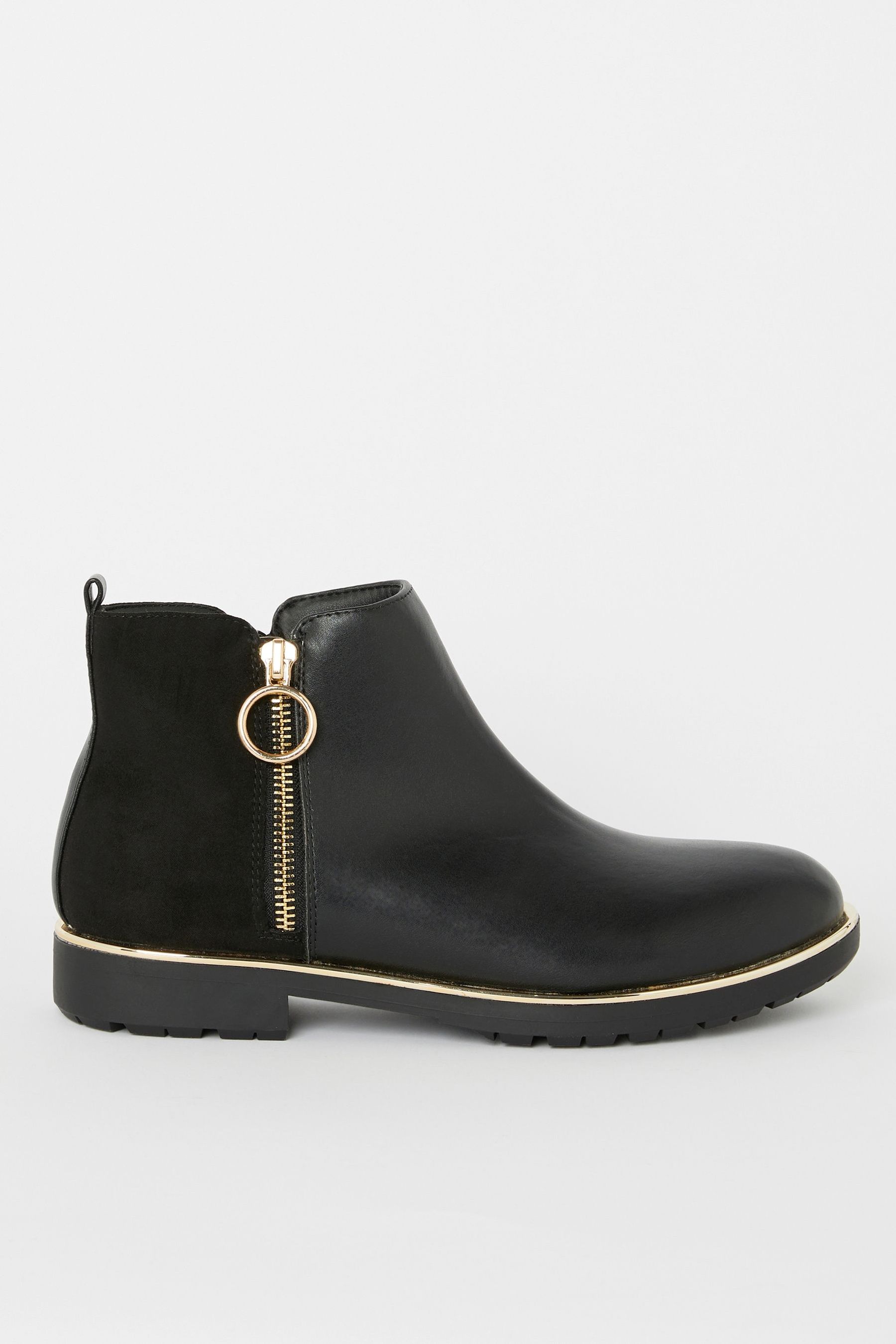 Buy Lipsy Black Zip Flat Ankle Boot Leather Look from Next Luxembourg
