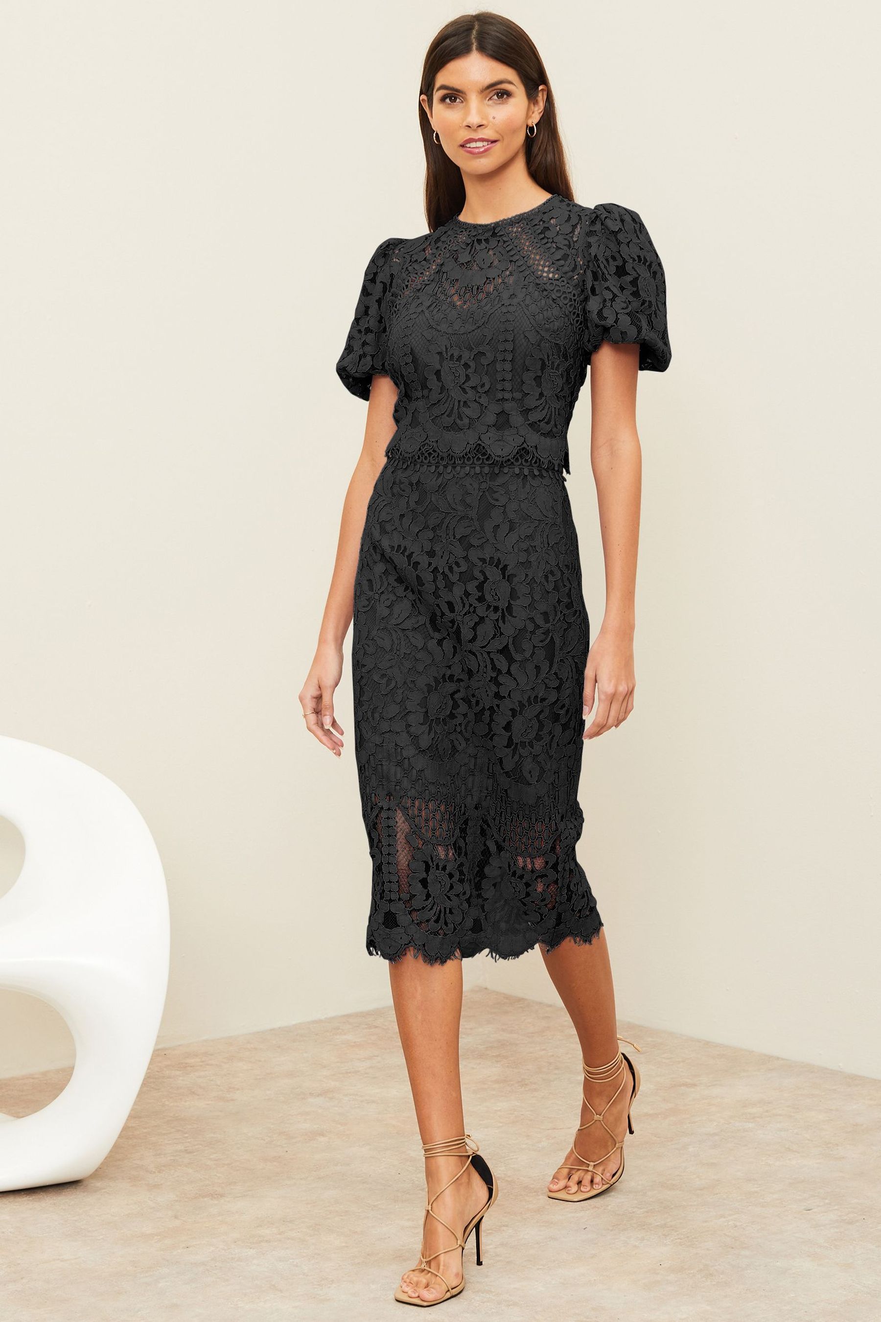 Lipsy grey lace dress hotsell