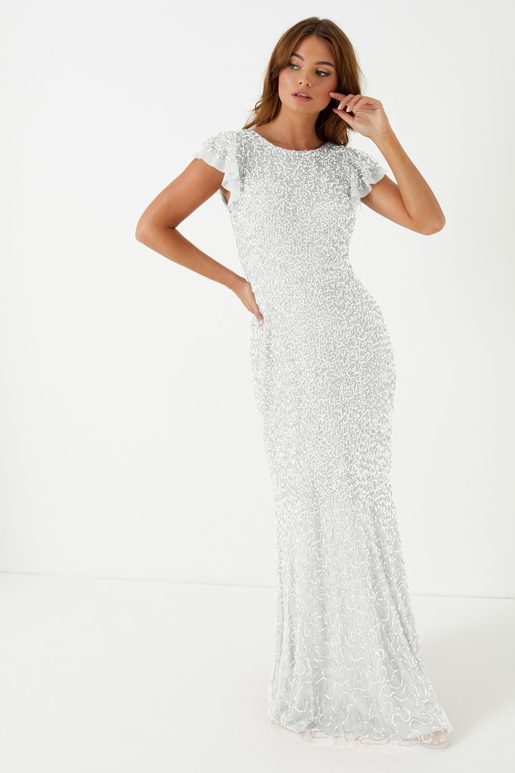 Buy Maya White Flutter Sleeve Maxi Dress from Next Luxembourg
