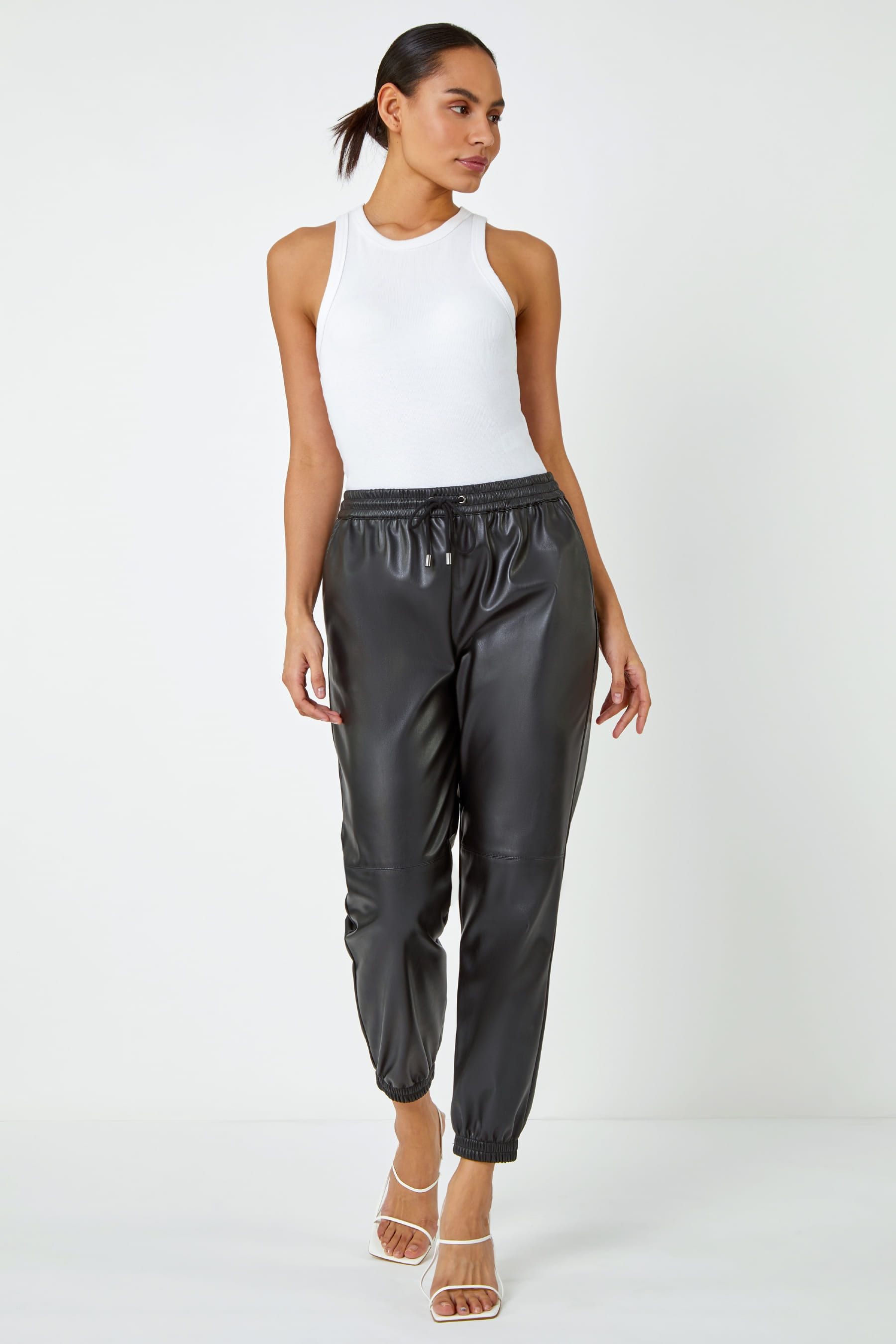 Next faux leather joggers best sale