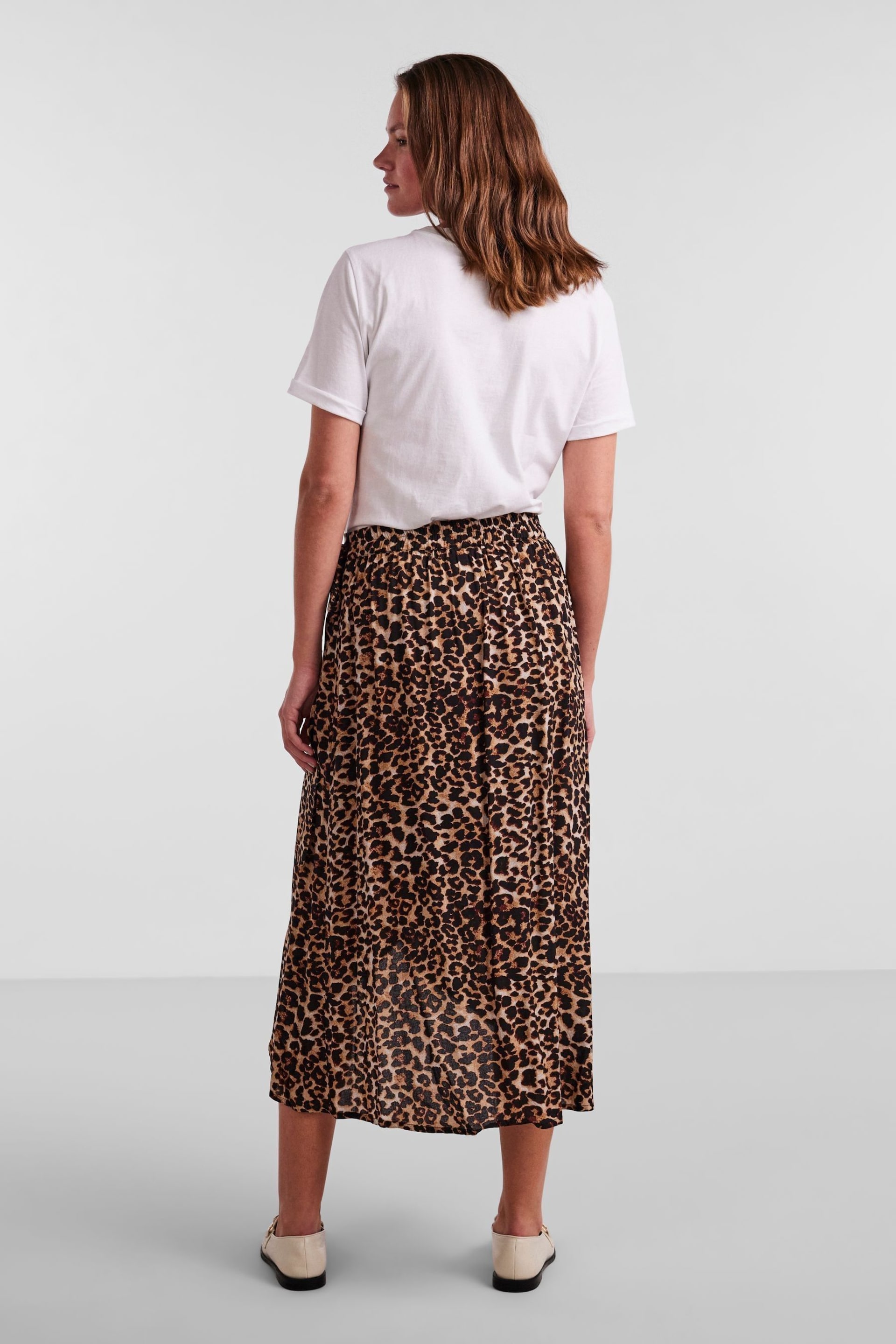 PIECES Leopard Print Printed Midi Wrap Skirt - Image 3 of 5