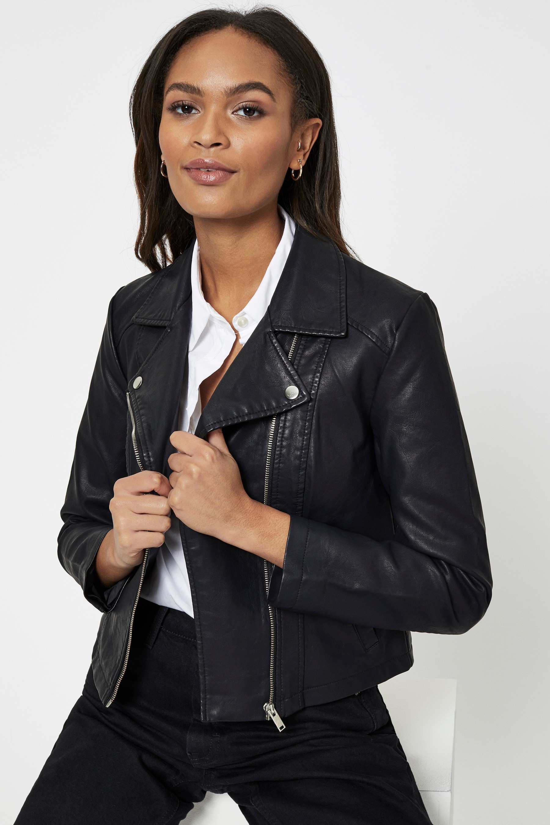 Buy JDY Black Faux Leather Jacket from Next Luxembourg