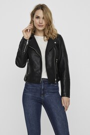 Vero Moda Black Faux Leather Jacket - Image 1 of 5