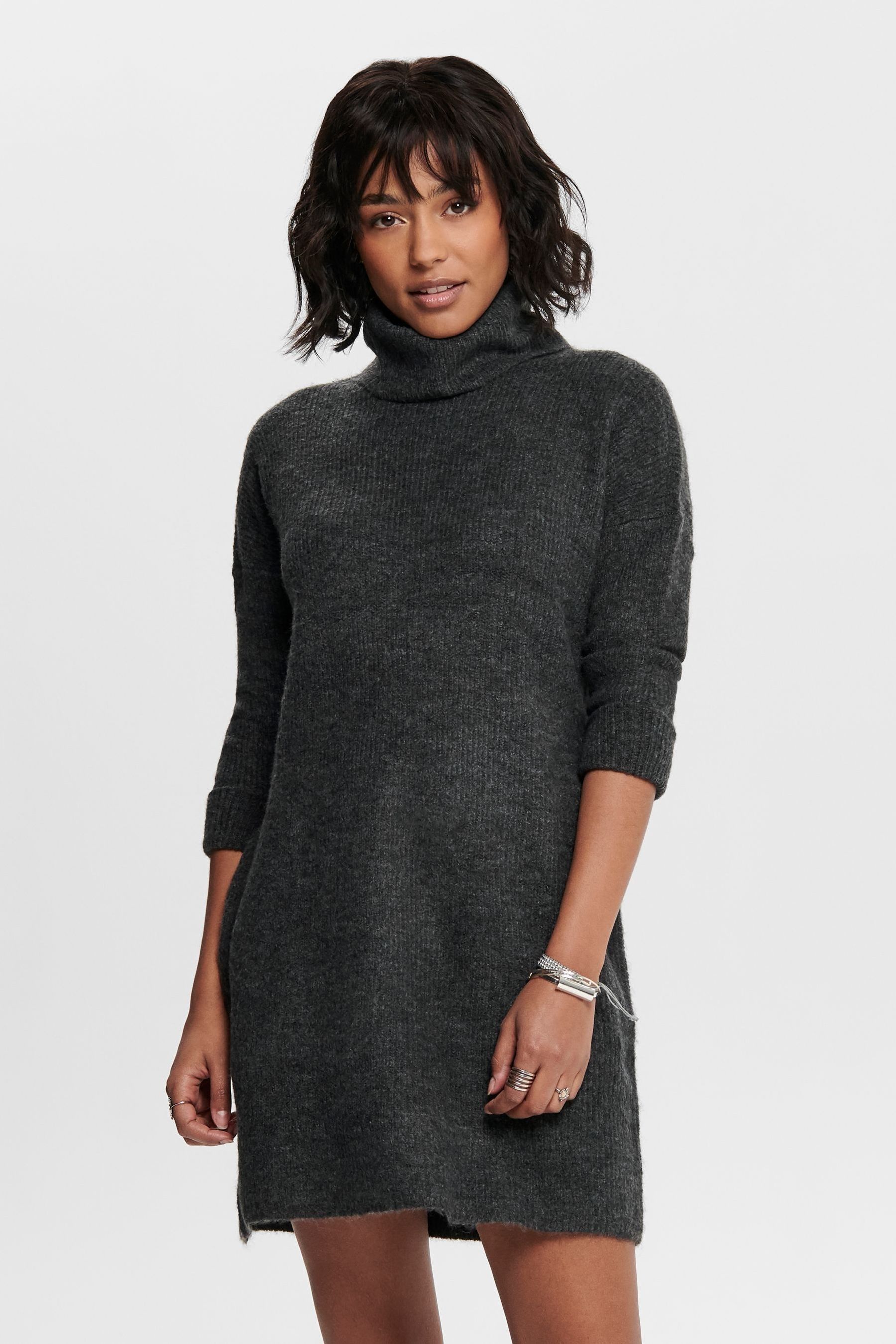 Buy Only Grey Roll Neck Knit Jumper Dress from Next Luxembourg