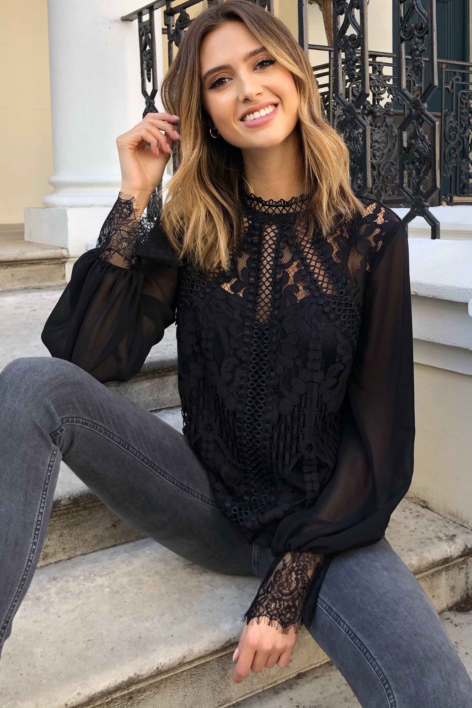 Buy Lipsy Black VIP Lace Blouse from Next Luxembourg