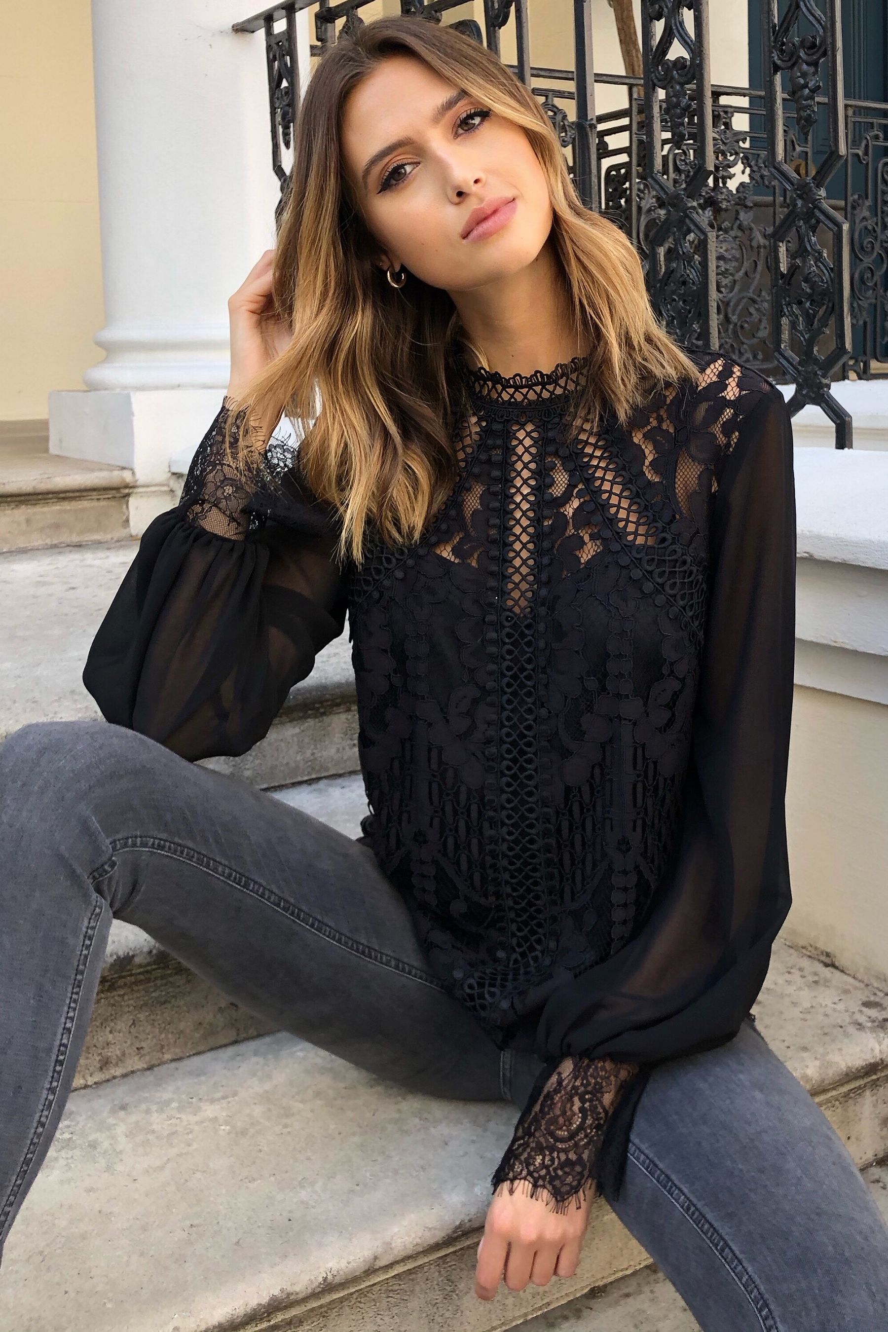 Buy Lipsy Black VIP Lace Blouse from Next Luxembourg