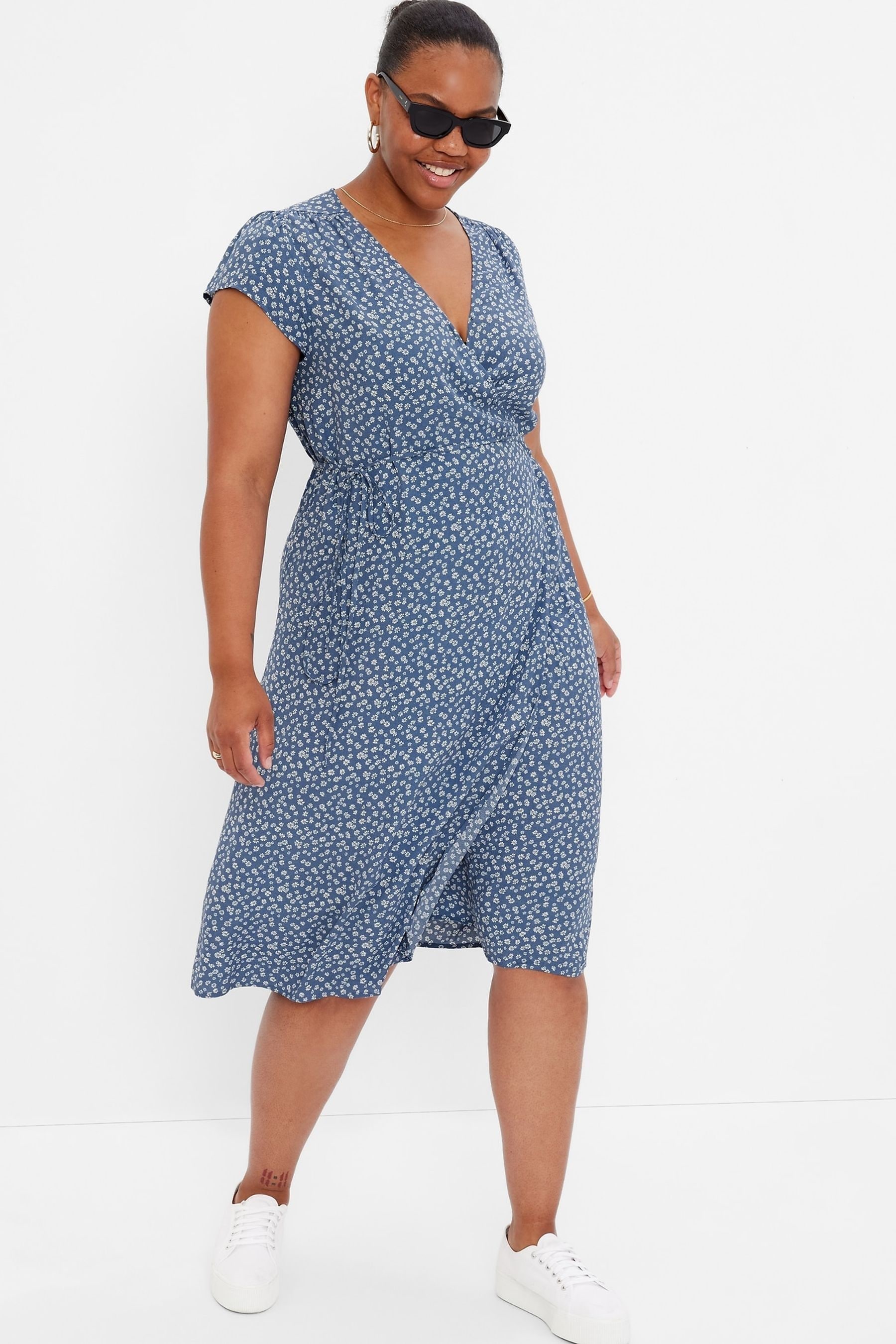 Buy Gap Blue Floral Midi Wrap Dress from Next Luxembourg