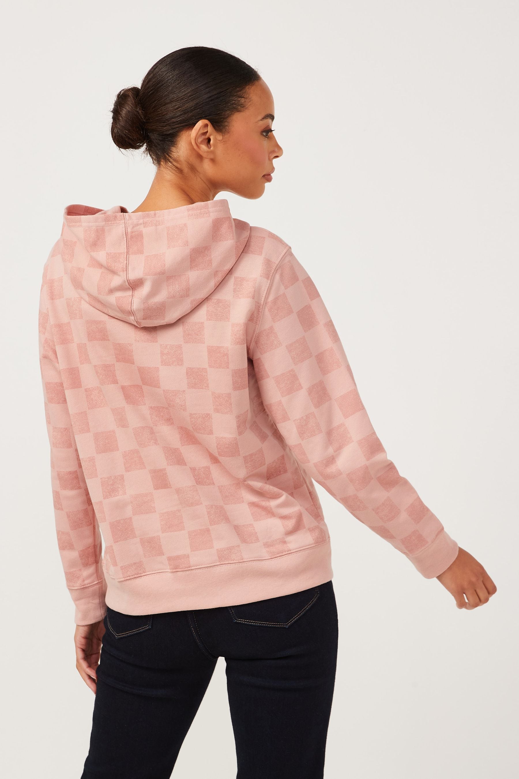 Buy Gap Pink Check Logo Fleece Hoodie from Next Luxembourg