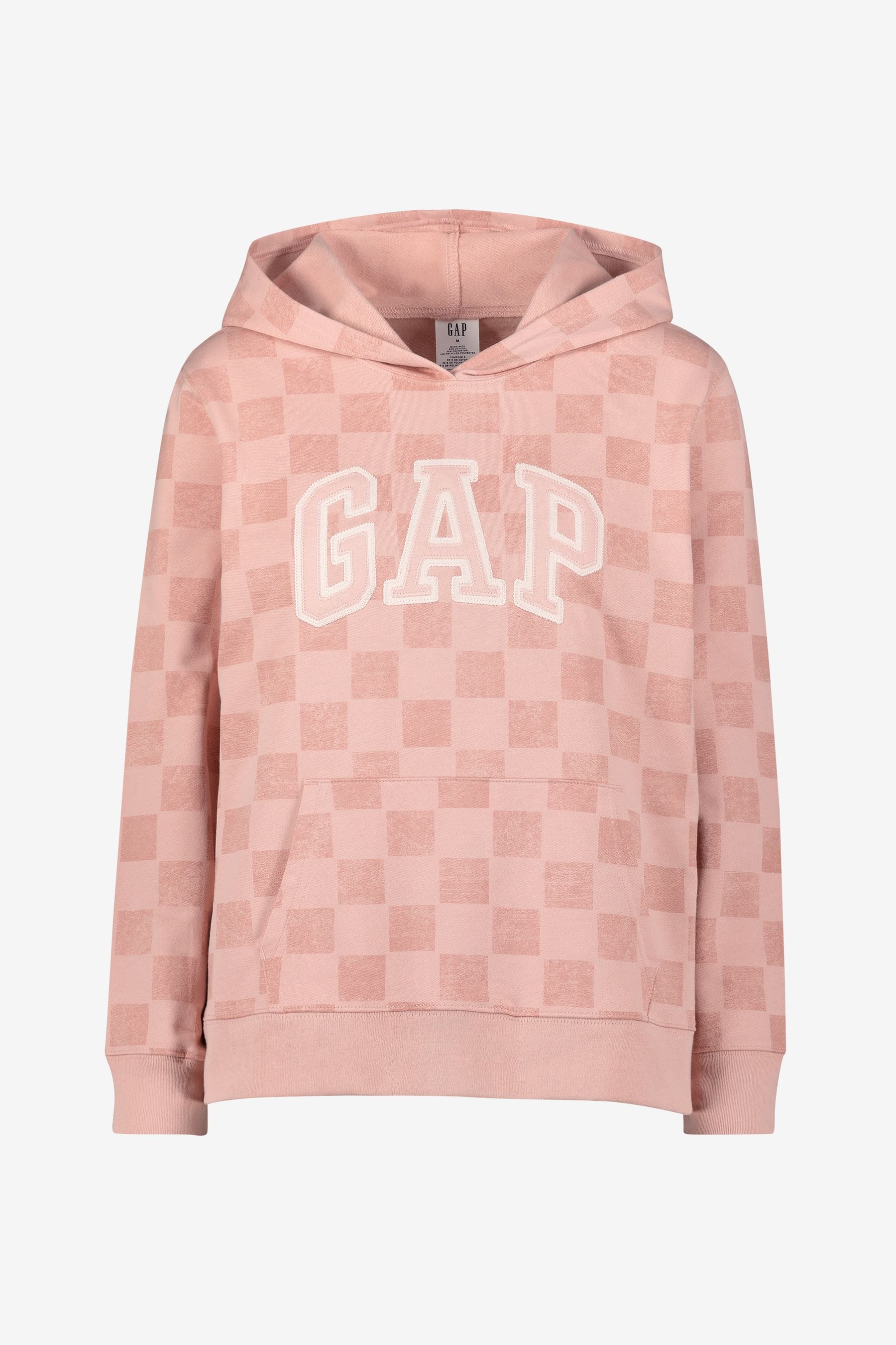 Buy Gap Pink Check Logo Fleece Hoodie from Next Luxembourg