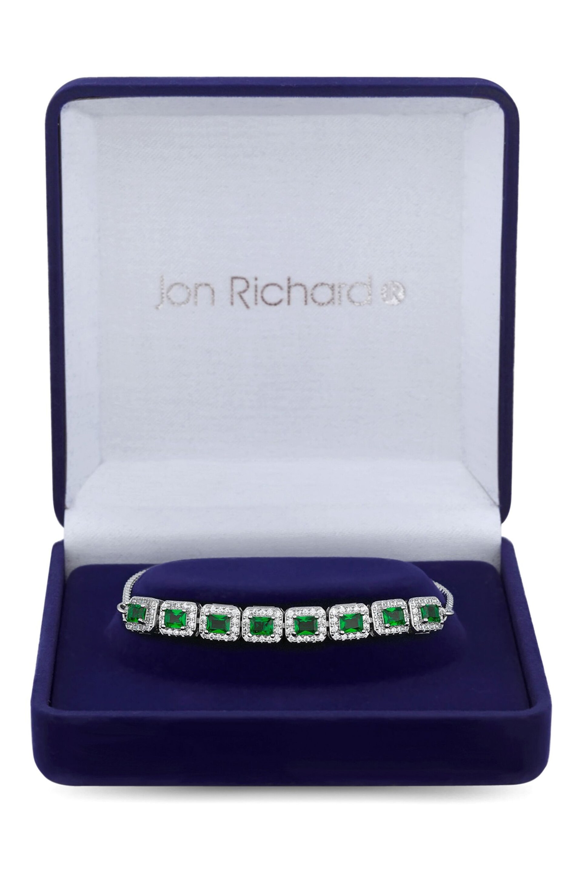 Jon Richard Silver Plated Emerald Cubic Zirconia Toggle Bracelet - Gift Boxed - Image 1 of 2