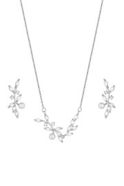 Jon Richard Silver Plated Pearl & Cubic Zirconia Crystal Vine Set - Gift Boxed - Image 2 of 2