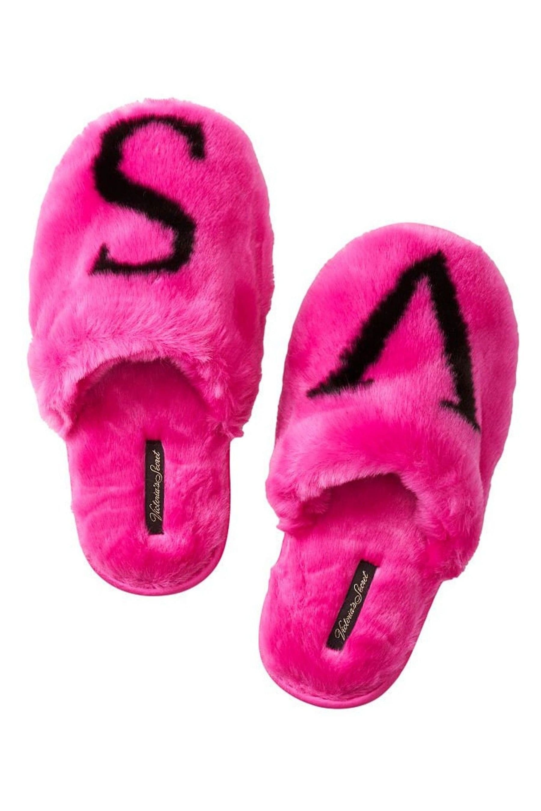 Buy Victoria s Secret Pink Victoria s Secret Logo Faux Fur Slippers from Next Ireland