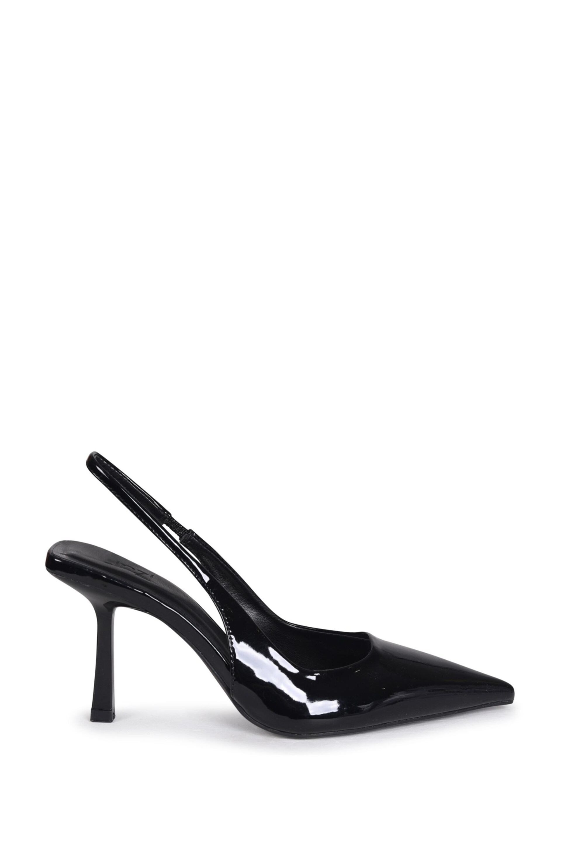 Linzi Black Patent Fling Sling Back Court Style Heel Sandals - Image 2 of 4