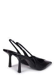 Linzi Black Patent Fling Sling Back Court Style Heel Sandals - Image 4 of 4