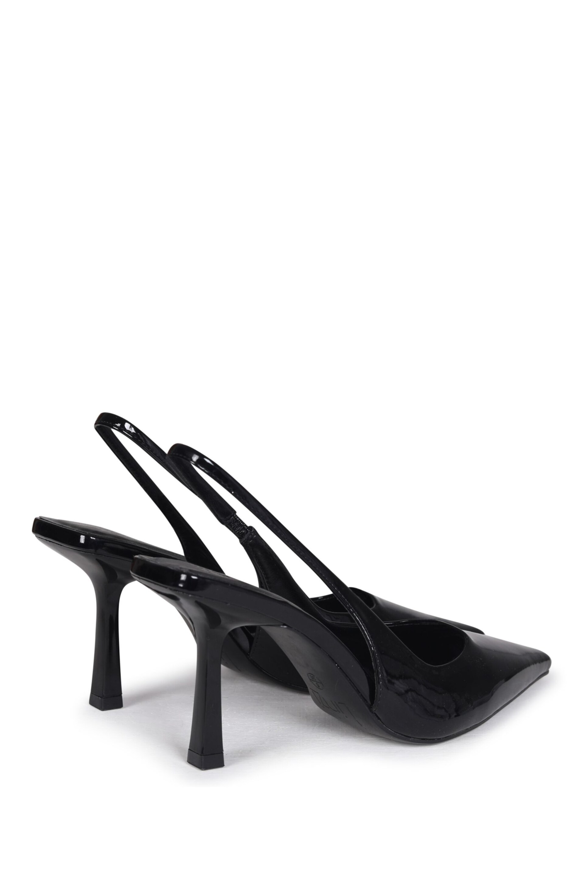 Linzi Black Patent Fling Sling Back Court Style Heel Sandals - Image 4 of 4