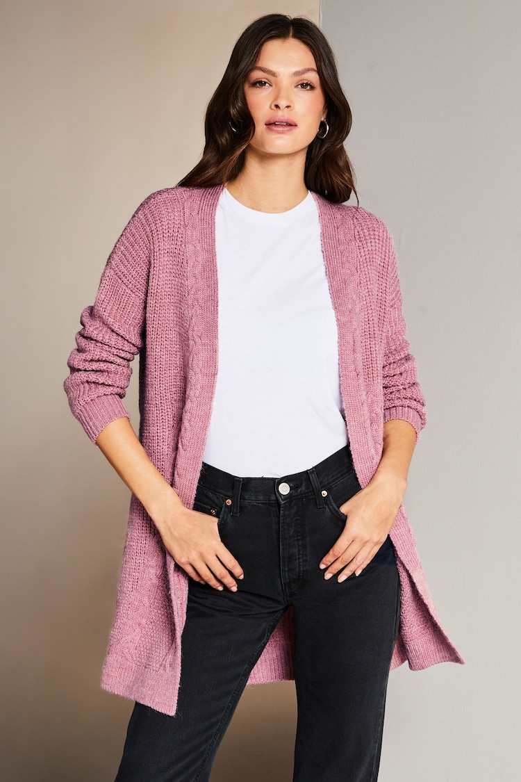 Lipsy Rose Mixed Cable Knit Cardigan - Image 1 of 4