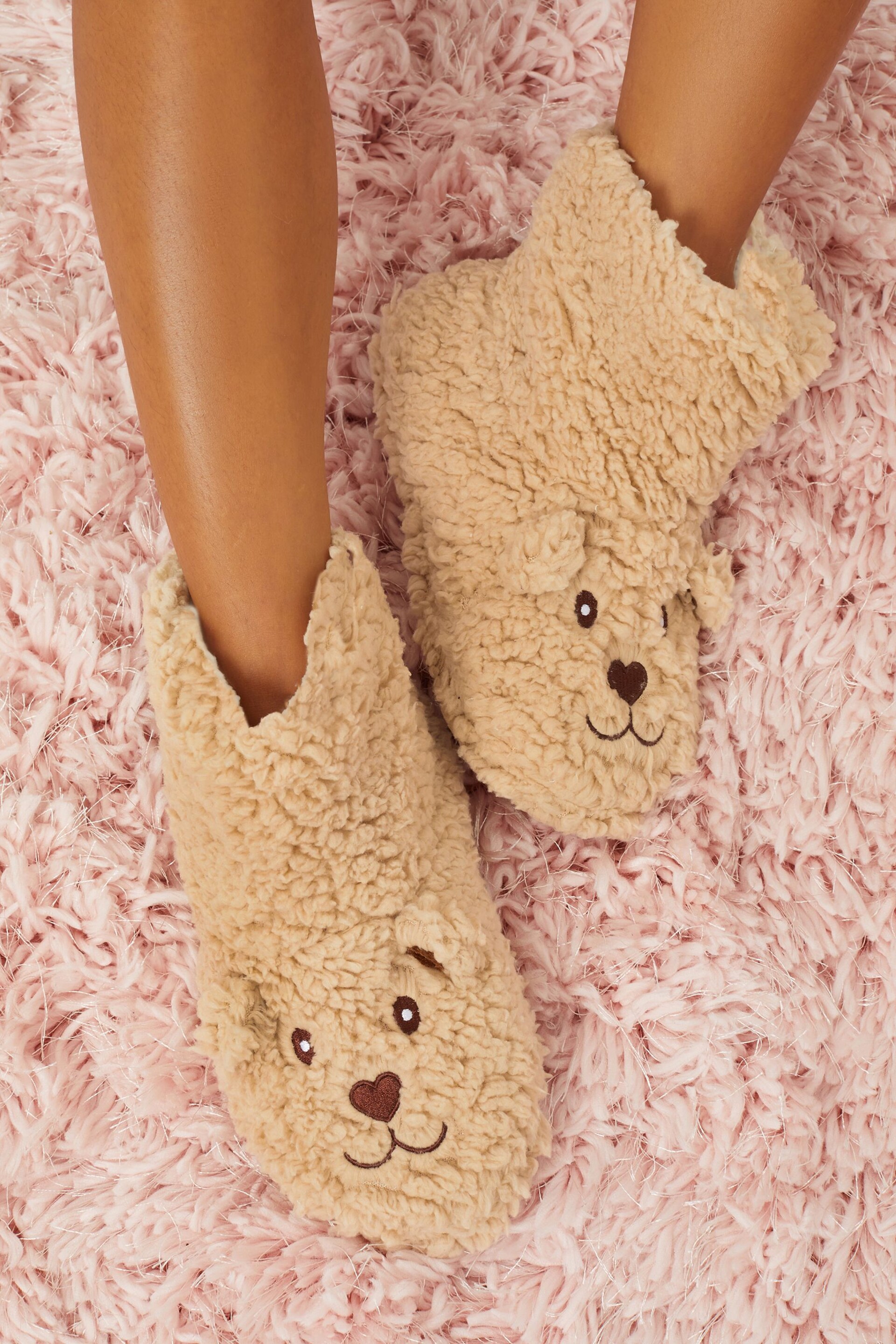 Lipsy Cream Bear Bootie Slippers - Image 2 of 3