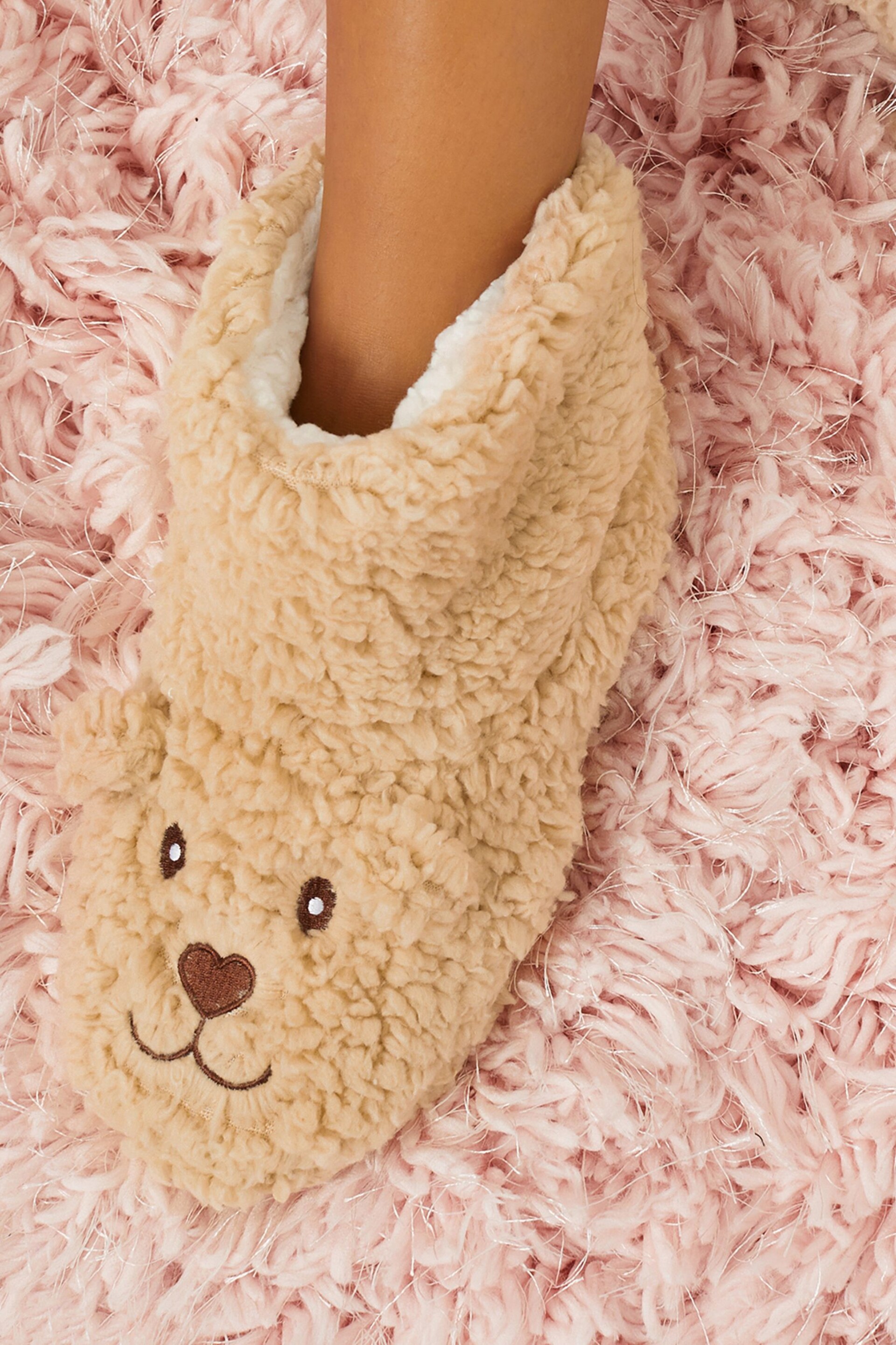 Lipsy Cream Bear Bootie Slippers - Image 3 of 3