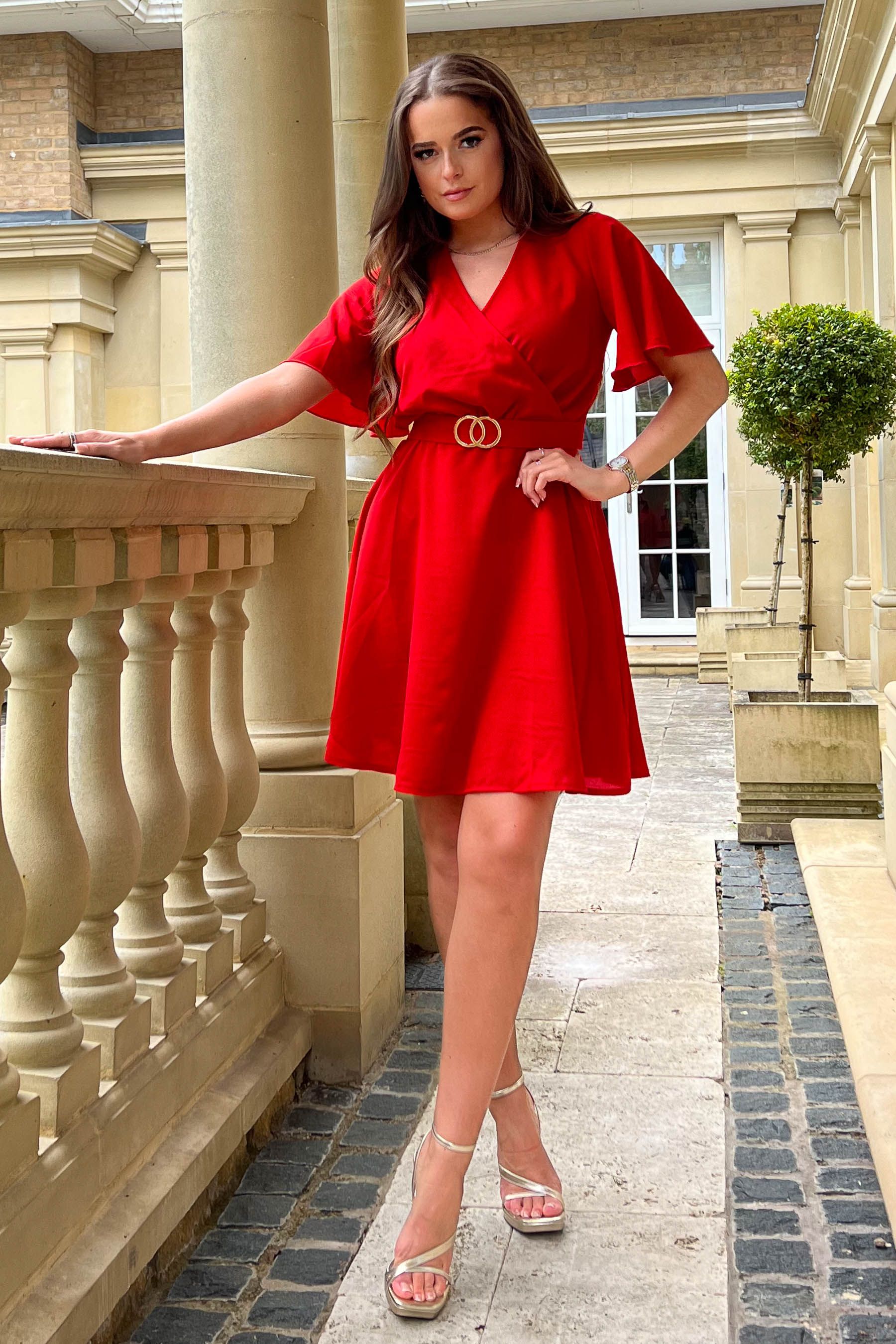Ladies red skater dress shop