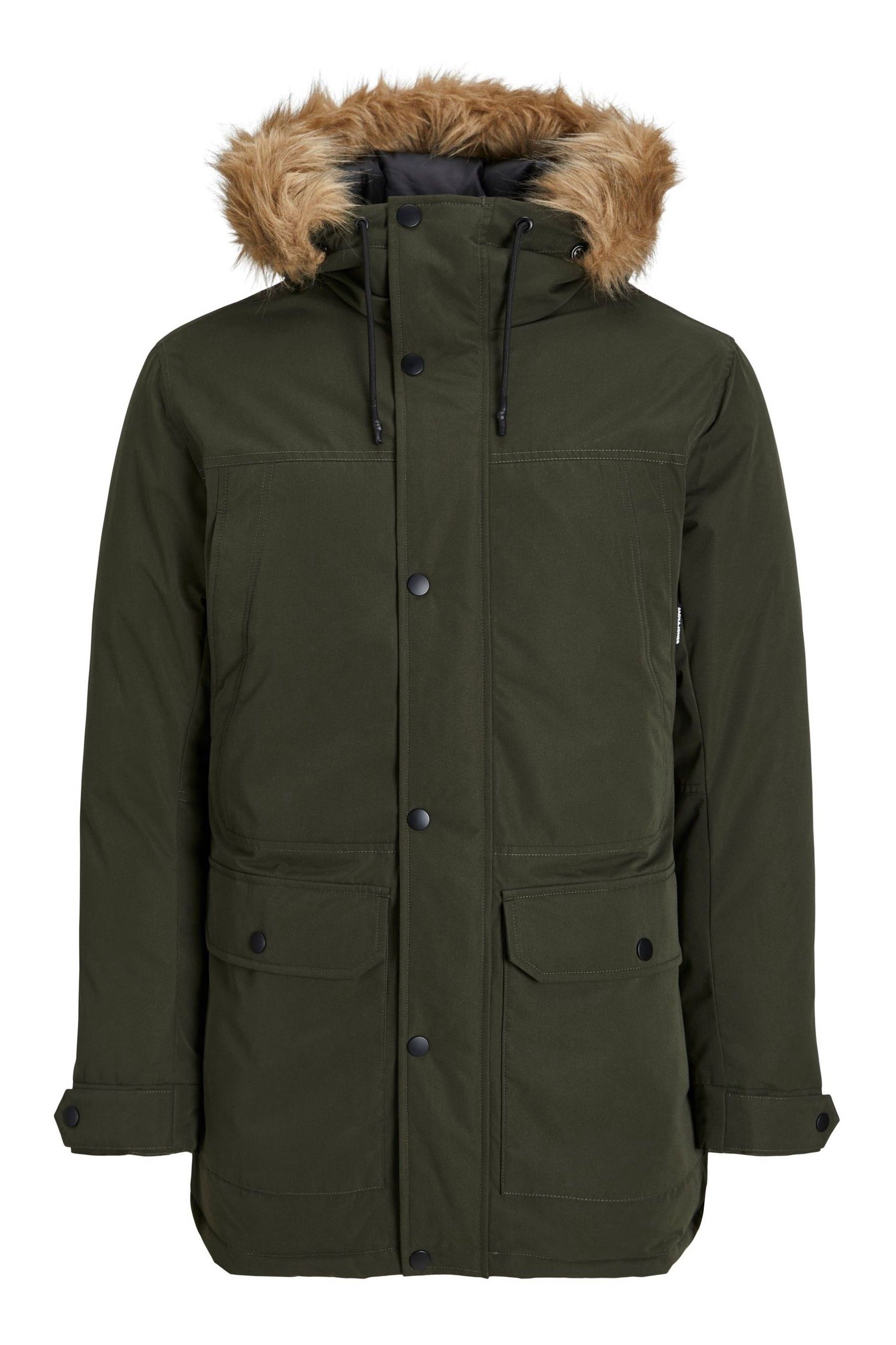Jack & jones parka jacket with faux fur hood outlet