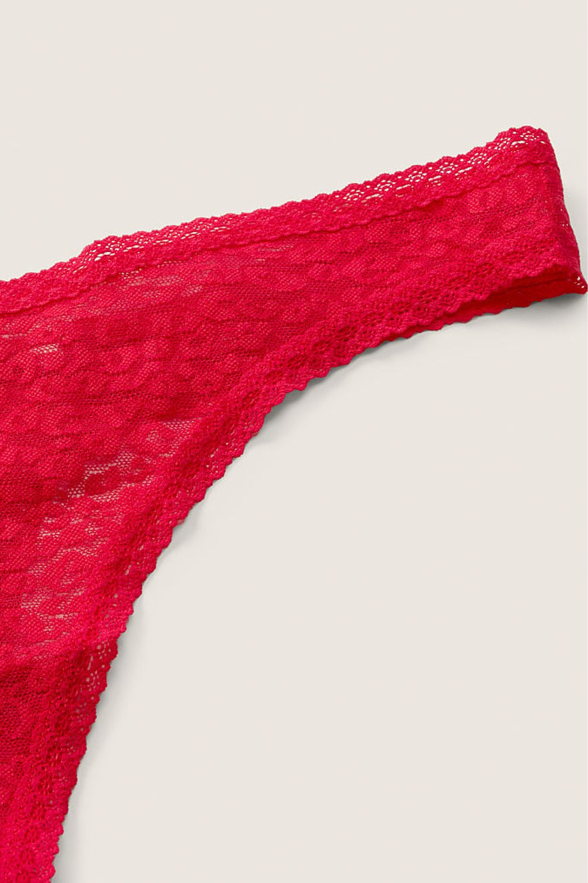 Victoria's Secret PINK Red Pepper Lace Logo Thong Knickers - Image 2 of 2
