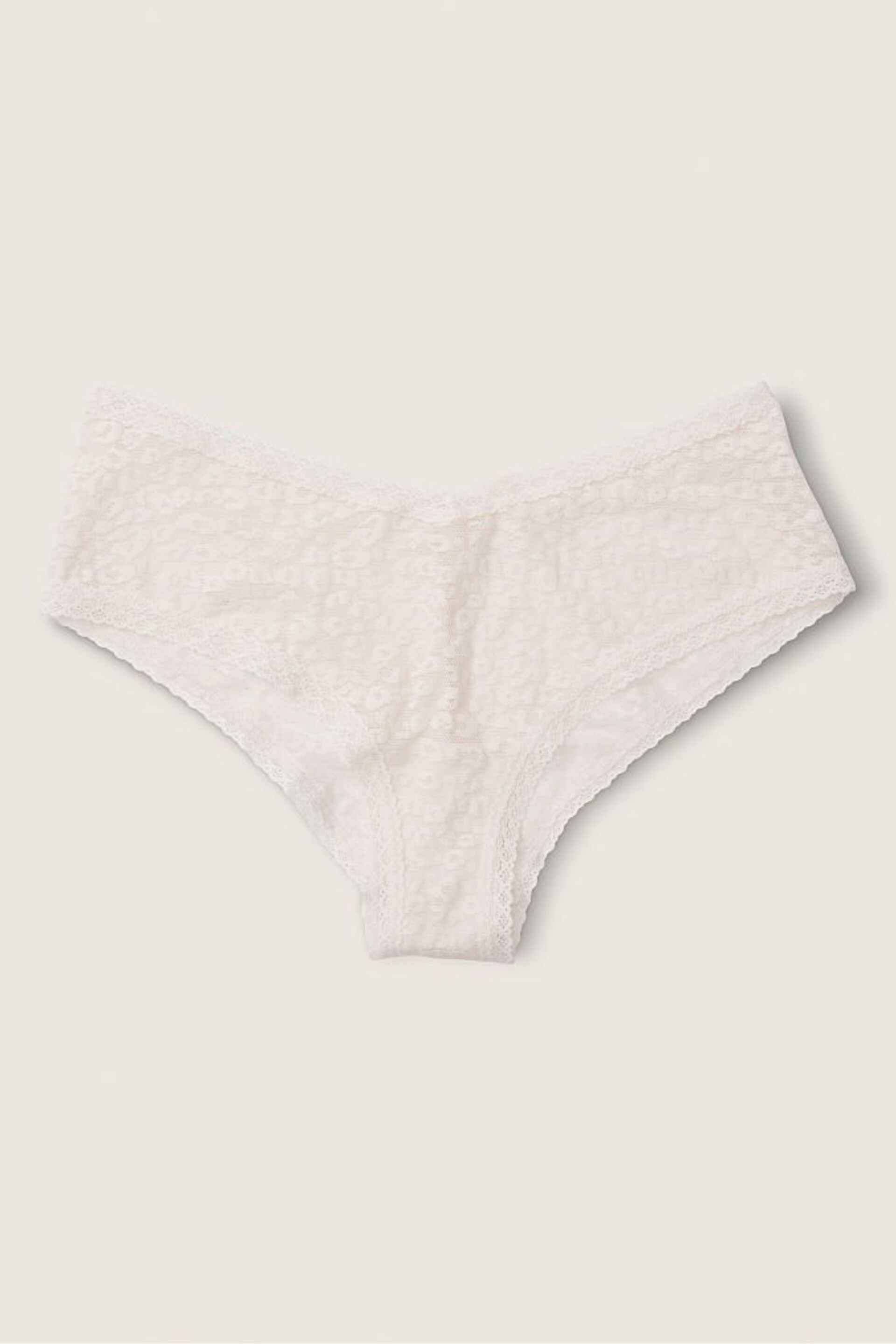 Victoria's Secret PINK Coconut White Lace Logo Cheeky Knickers - Image 1 of 2