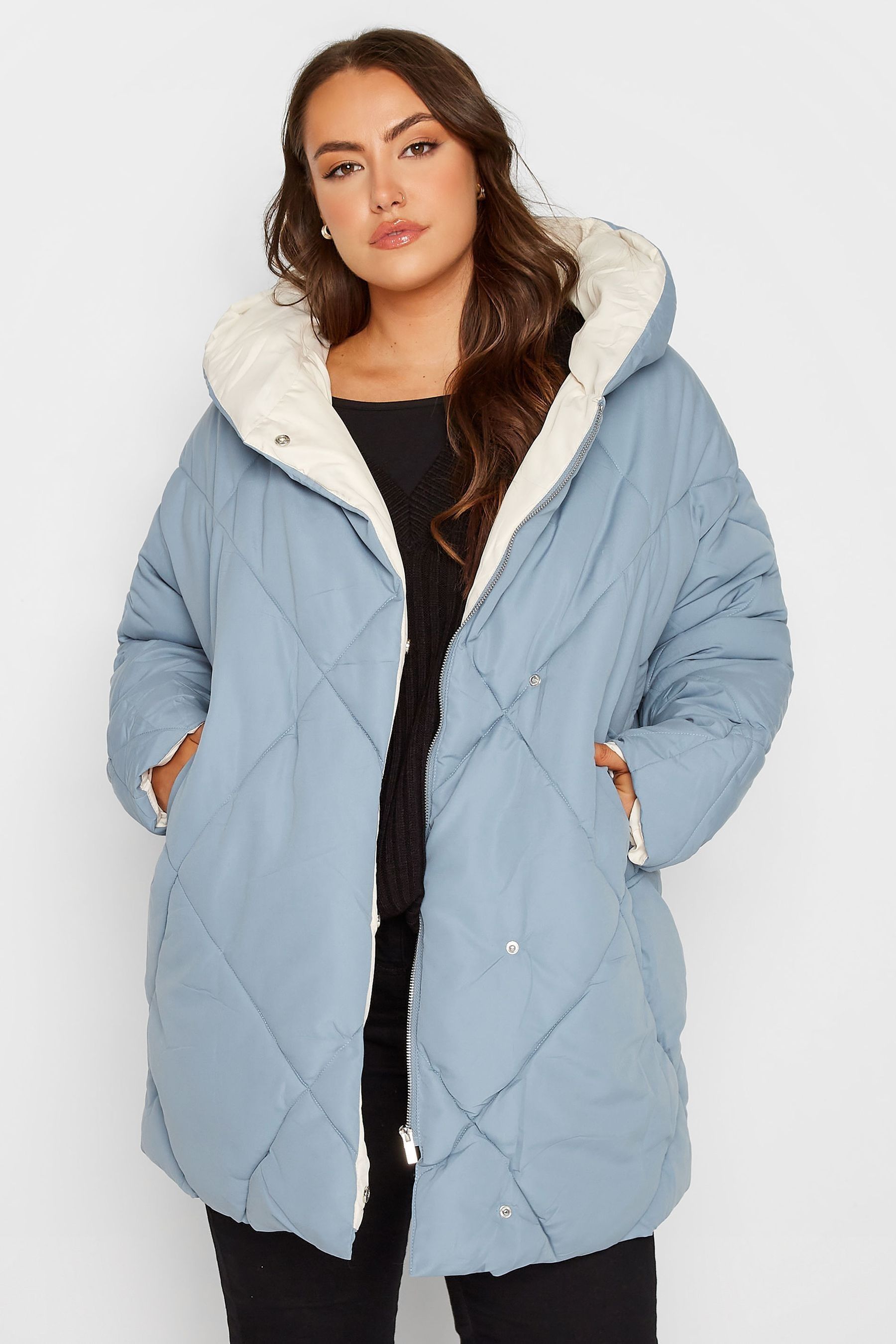 Buy Yours Curve Blue Shawl Collar Duvet Coat from Next Luxembourg