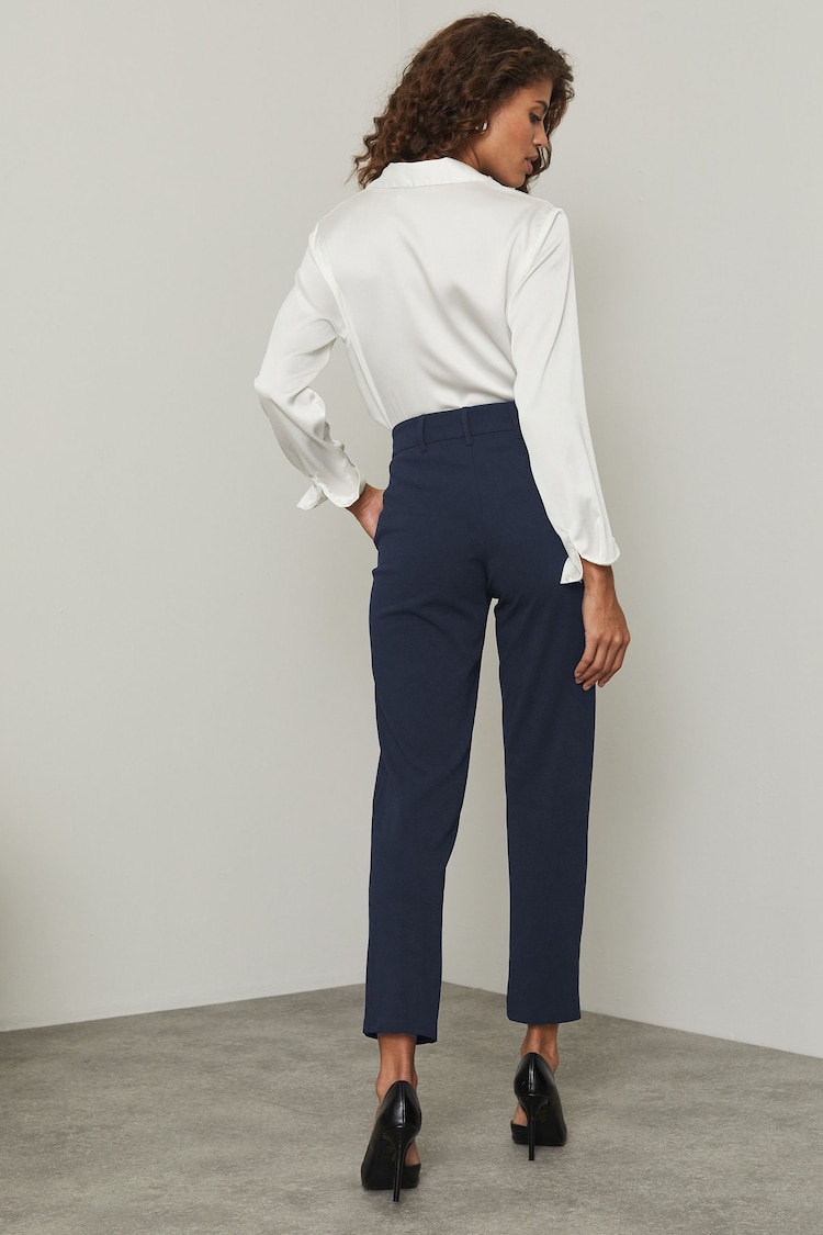 Lipsy Navy Blue Petite Tailored Tapered Smart Trousers - Image 2 of 4