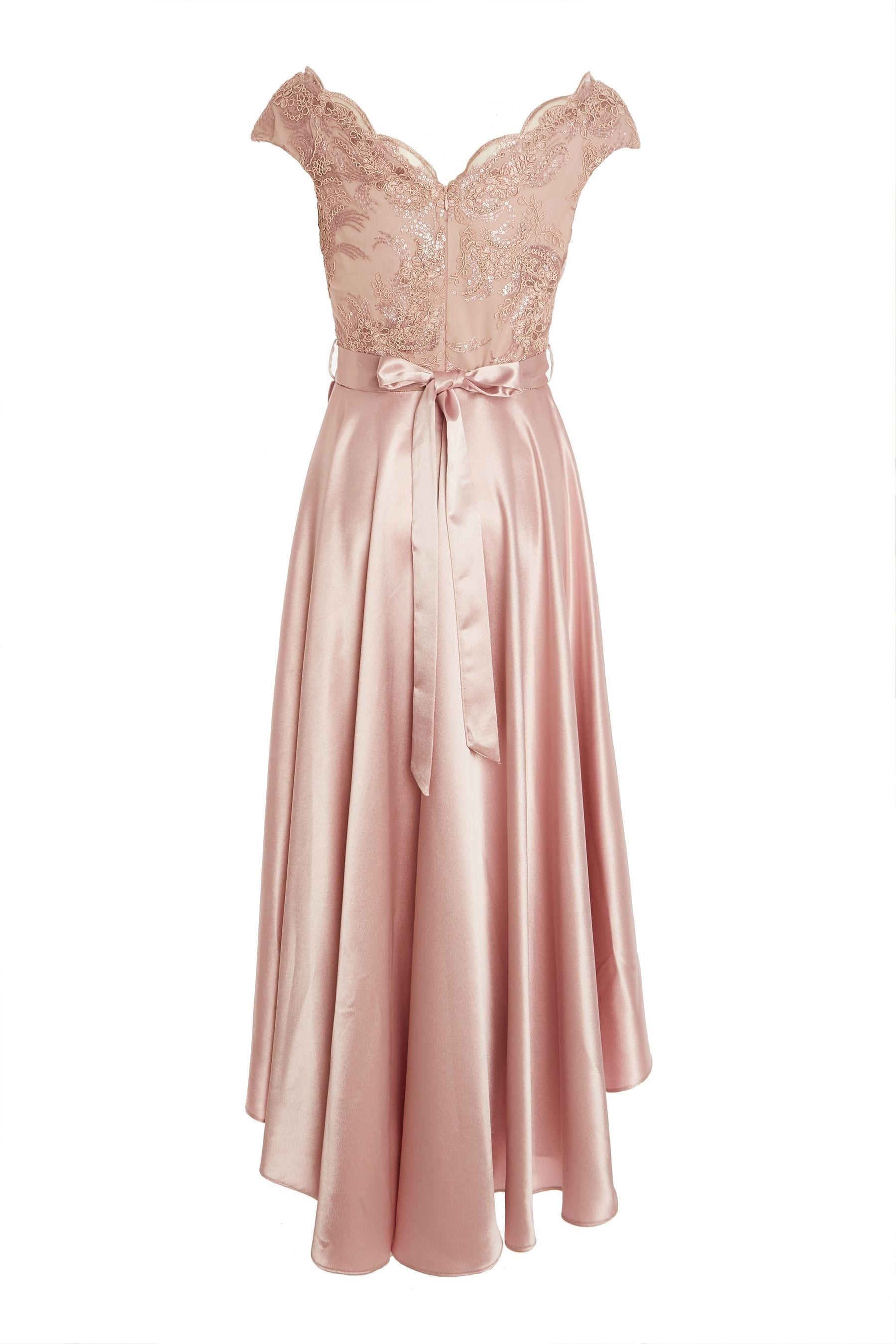 Buy Quiz Pink Lace Bardot Dip Hem Dress from Next Ireland
