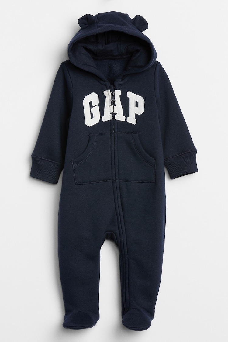 Gap Dark Blue Logo Zip Hooded All in One (Newborn - 24mths) - Image 2 of 2