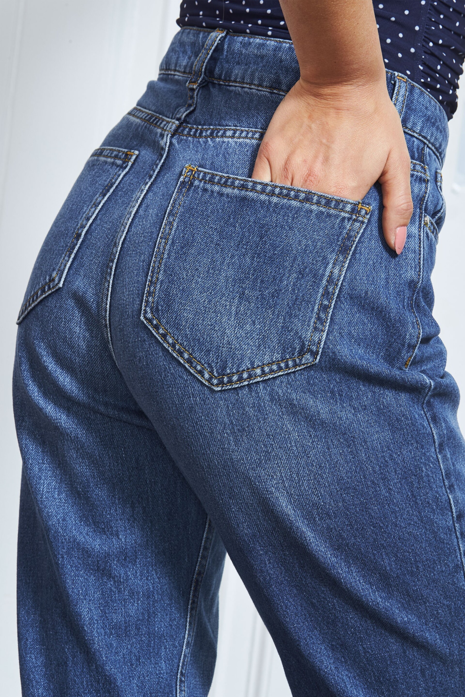 Sosandar Blue Denim Girlfriend Jeans - Image 6 of 6