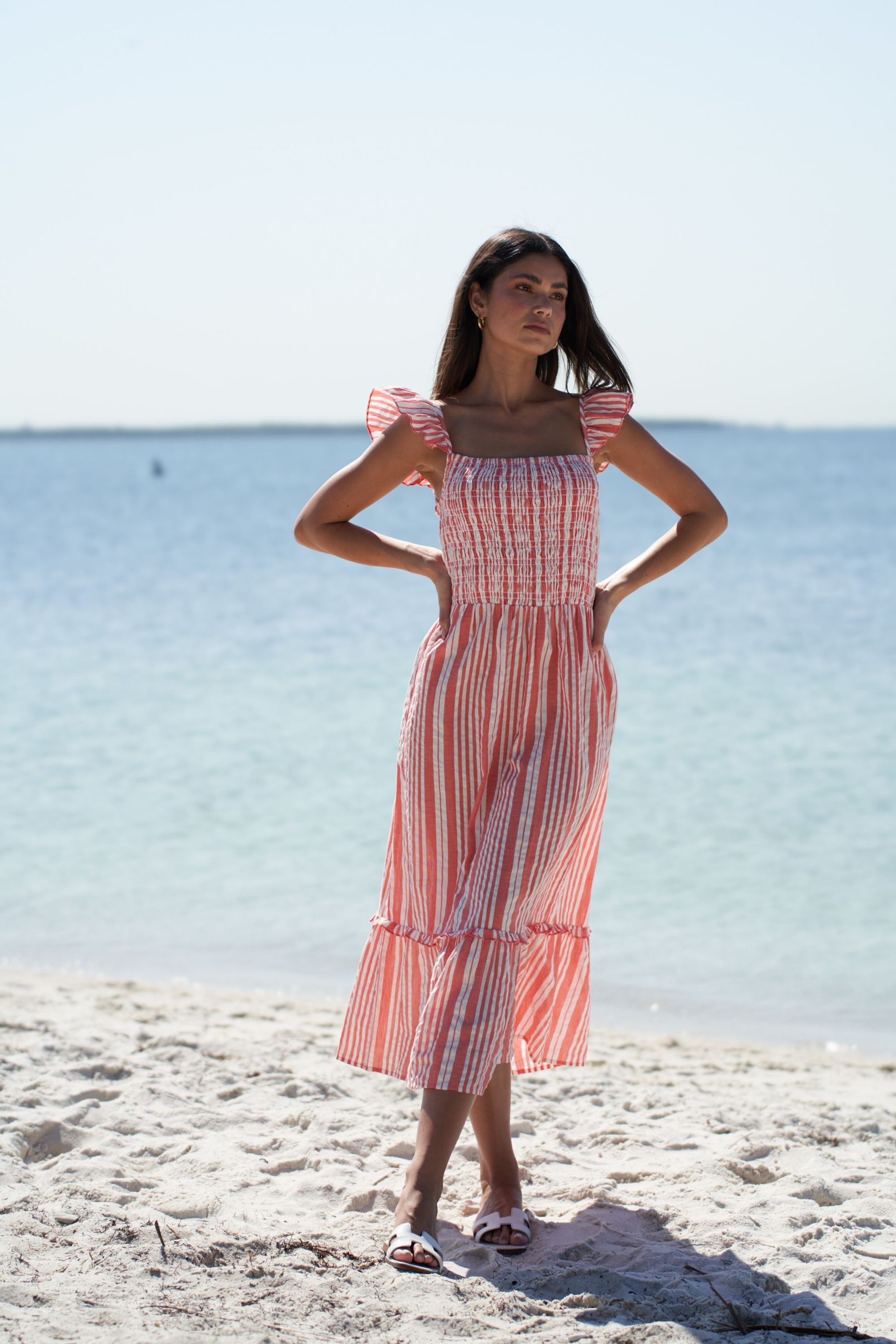 Buy Lipsy Orange Regular Shirred Midi Dress from Next Luxembourg