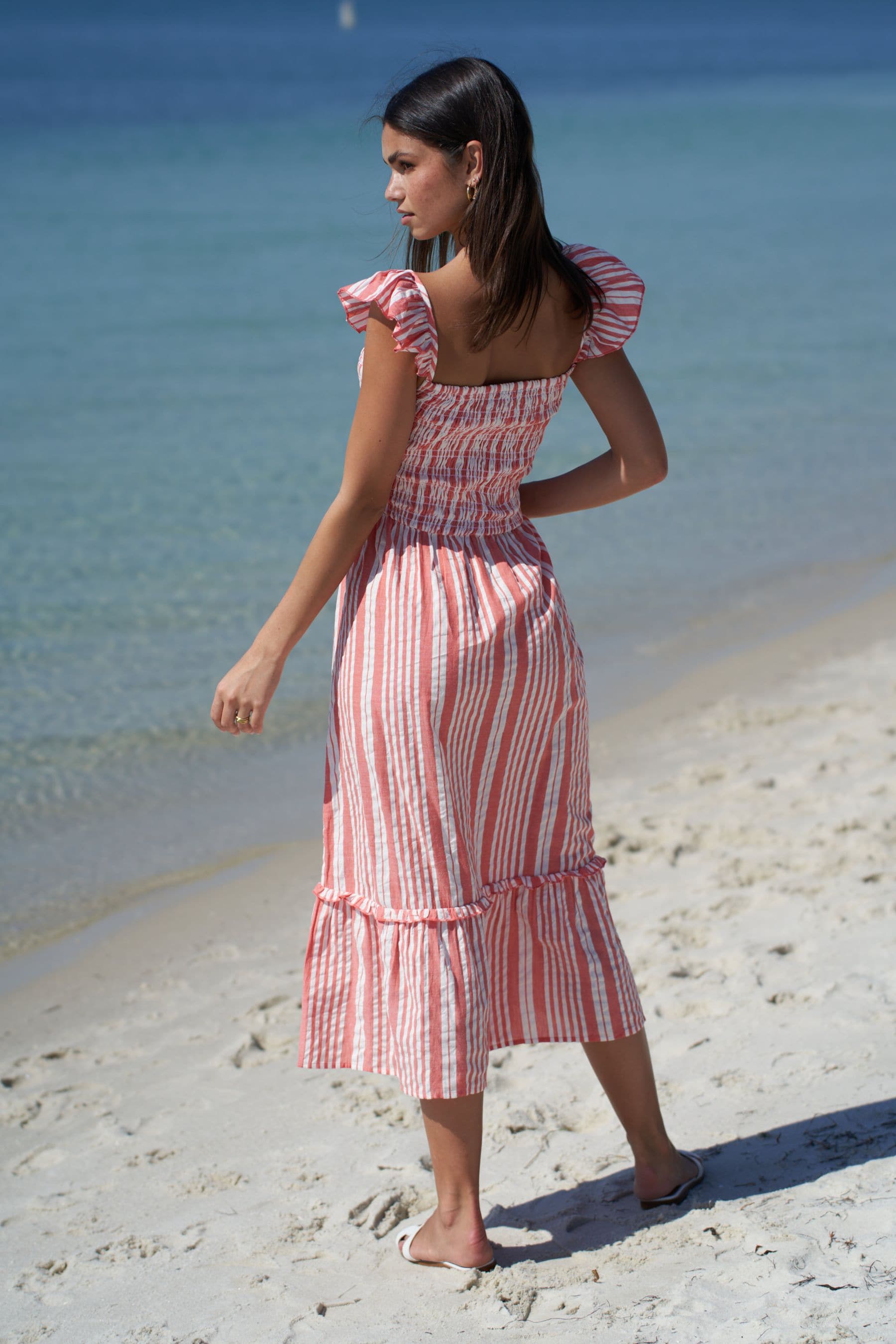 Buy Lipsy Orange Regular Shirred Midi Dress from Next Luxembourg