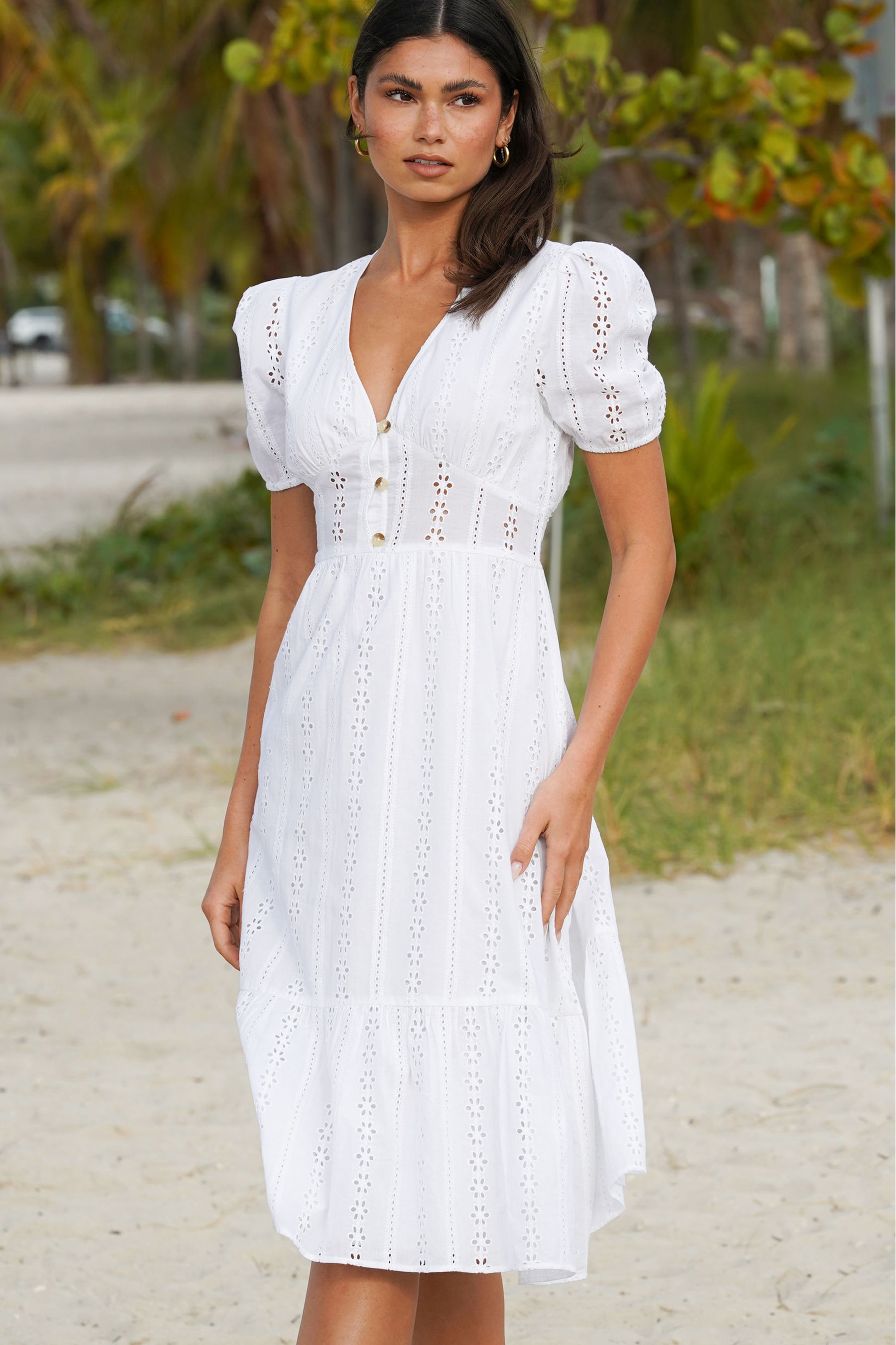 Next white broderie dress shop