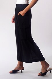 Religion Black Utility Inspired Maxi Skirt With Patch Pockets - Image 2 of 5