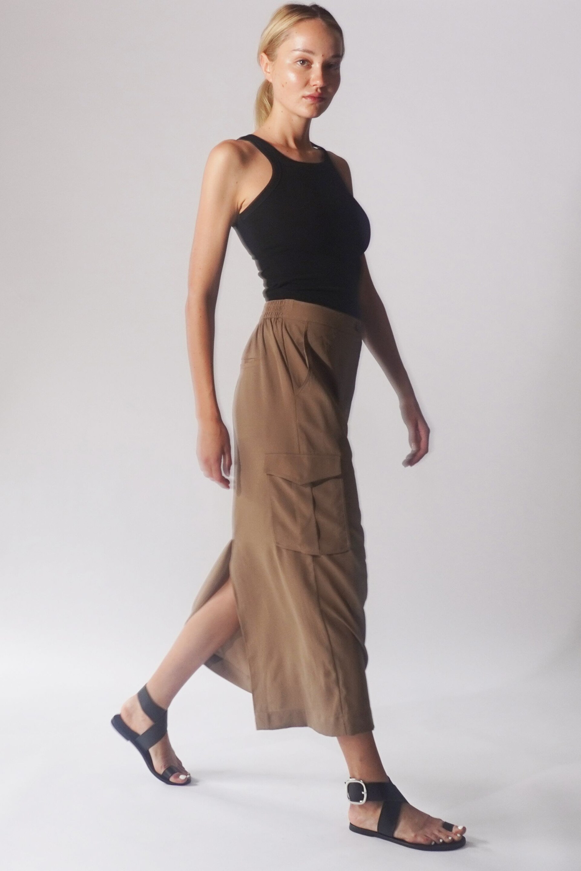 Religion Brown Utility Inspired Maxi Skirt With Patch Pockets - Image 3 of 5