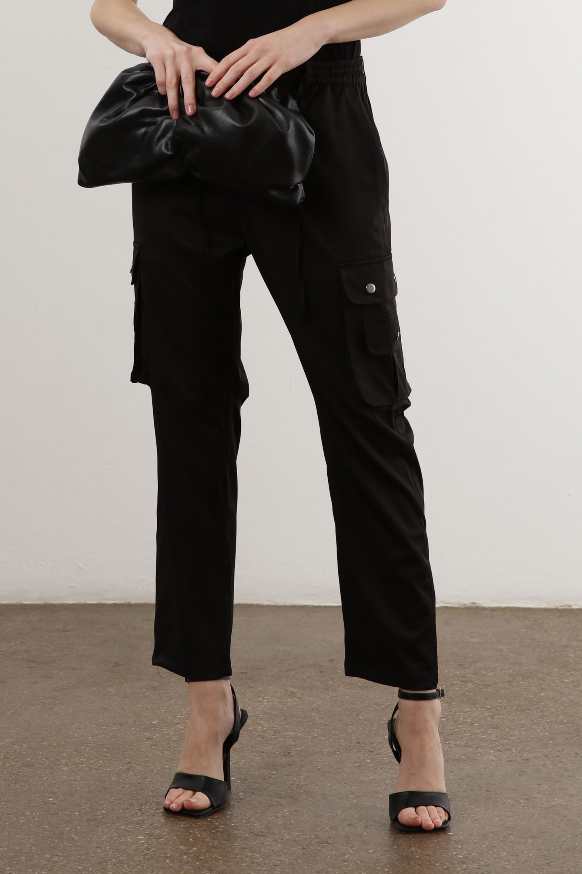 Religion Black Utility Inspired Trouser With Multiple Pockets In Soft Crepe - Image 4 of 5
