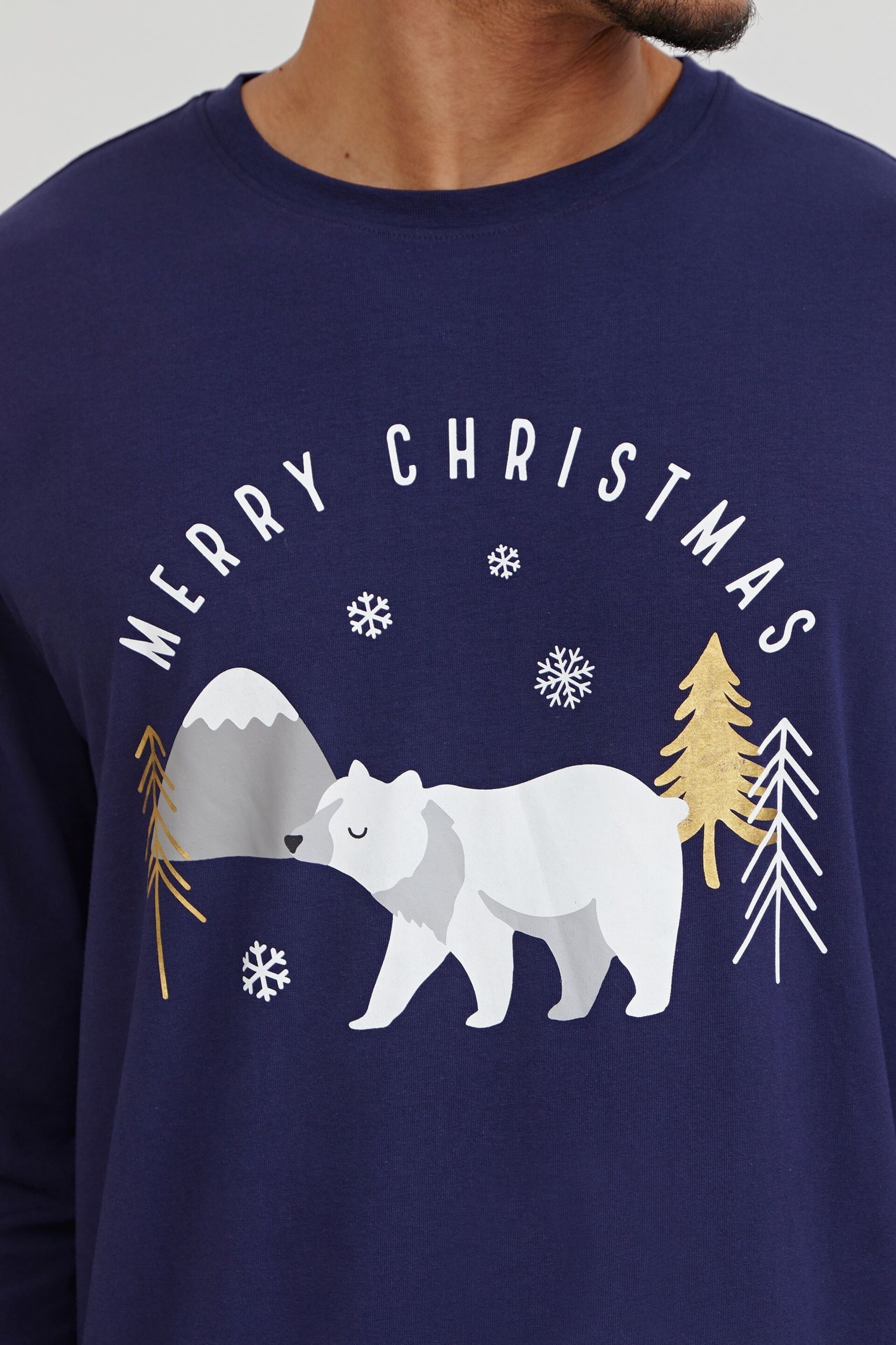 Society 8 Navy Forest Polarbear Matching Family Christmas Forest PJ Set - Image 5 of 5