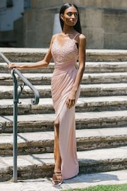 Lipsy Nude Applique Lace Cami Maxi Dress - Image 1 of 4