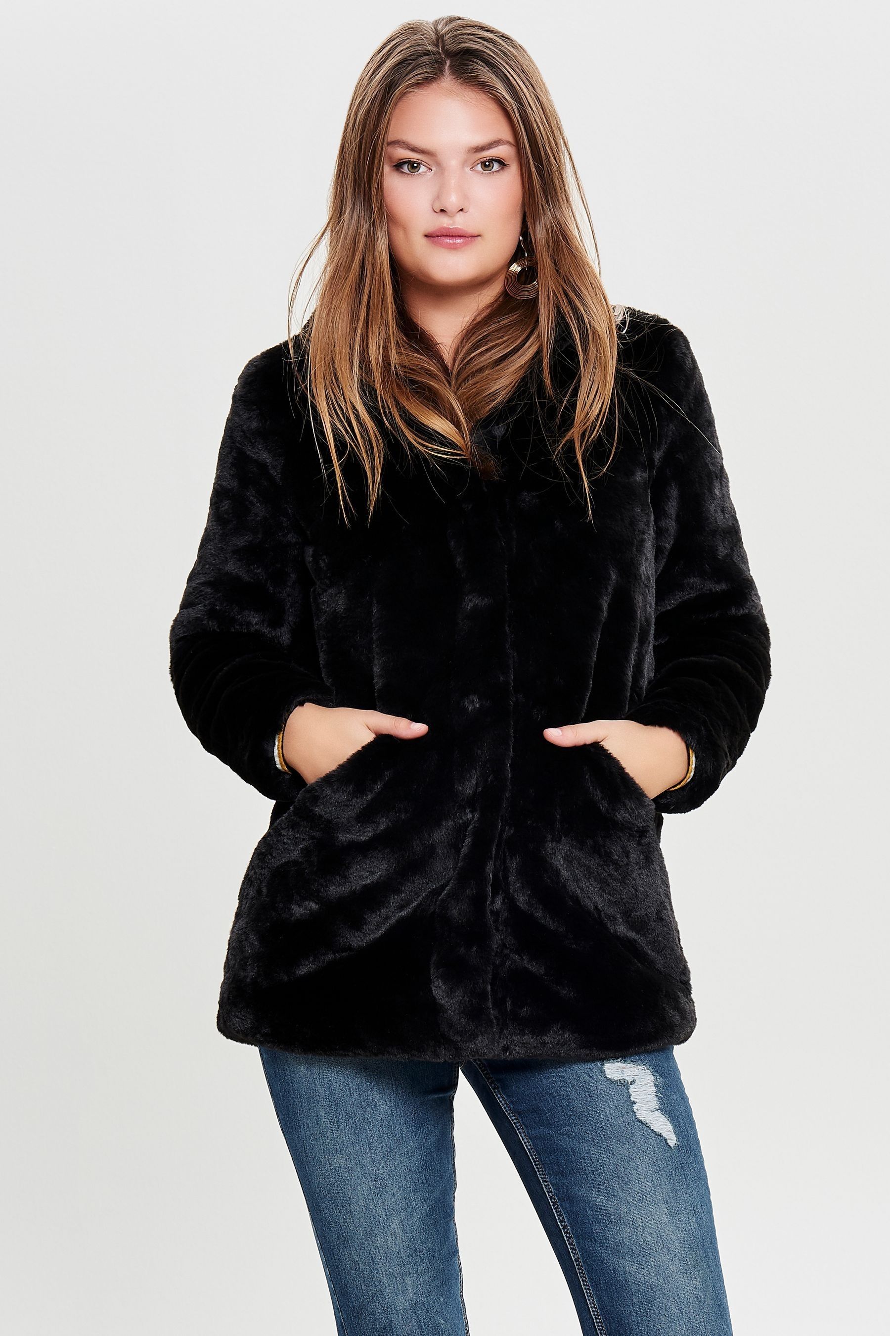 Buy ONLY Black Faux Fur Jacket from Next Luxembourg
