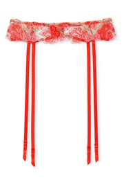 Victoria's Secret Tomato Red Embroidered Illuminating Blooms Garter - Image 2 of 2