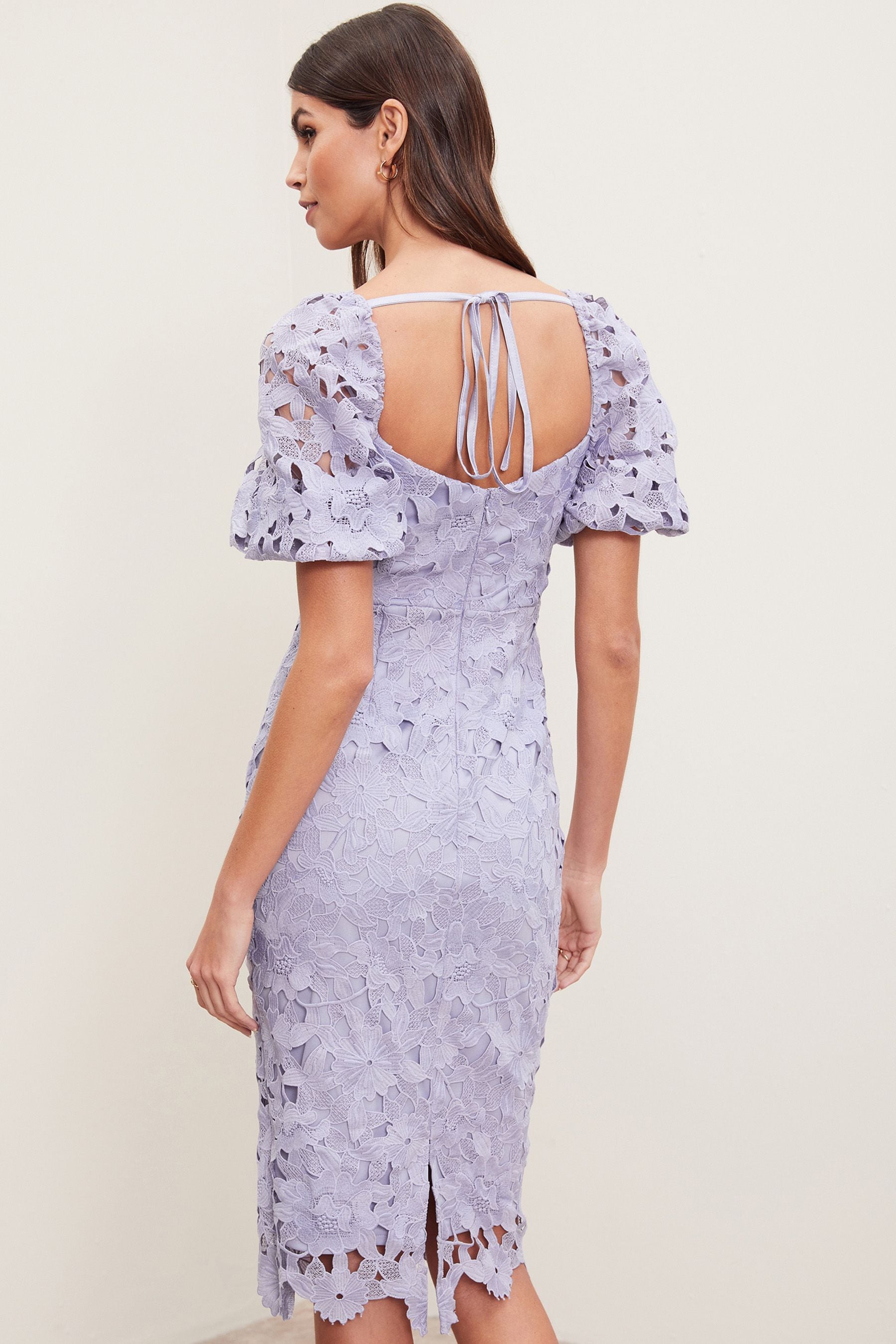 Buy Lipsy Purple Regular Square Neck Puff Sleeve Midi Dress from Next Luxembourg