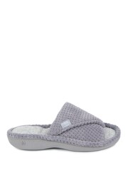 Totes Grey Popcorn Turnover Open Toe Slippers - Image 2 of 5