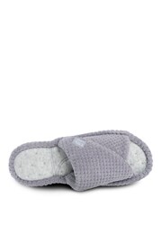 Totes Grey Popcorn Turnover Open Toe Slippers - Image 4 of 5